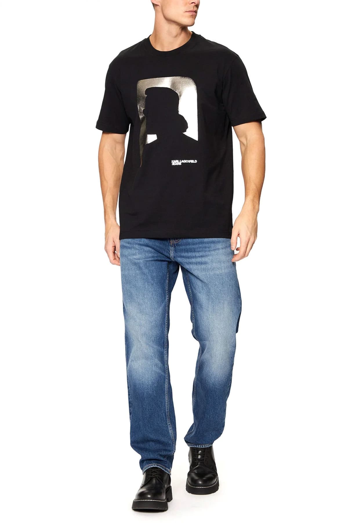 KARL LAGERFELD JEANS T-SHIRT KLJ REGULAR SS KARL TEE ΜΑΥΡΟ