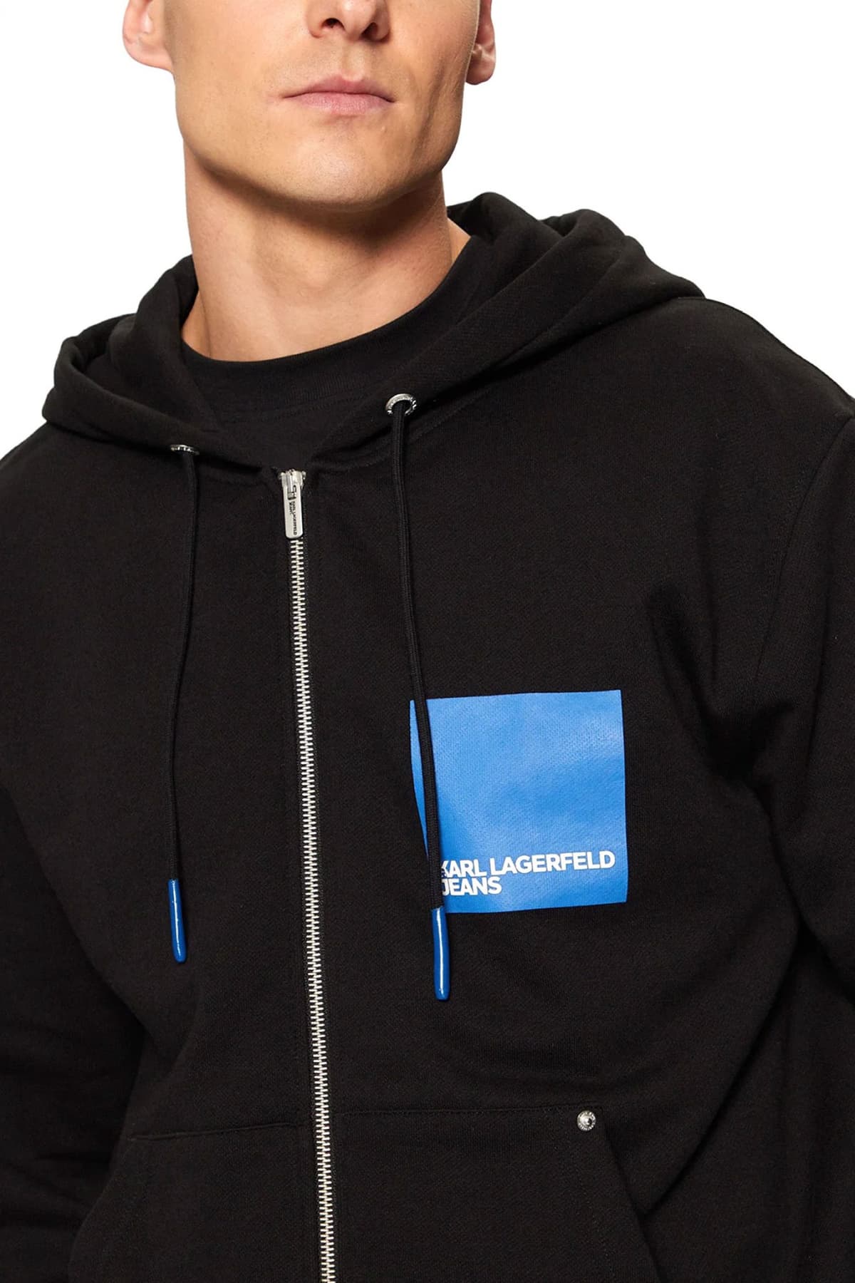 KARL LAGERFELD JEANS ΦΟΥΤΕΡ FULL ZIP KLJ REGULAR BOX LOGO ZIP HOODIE ΜΑΥΡΟ