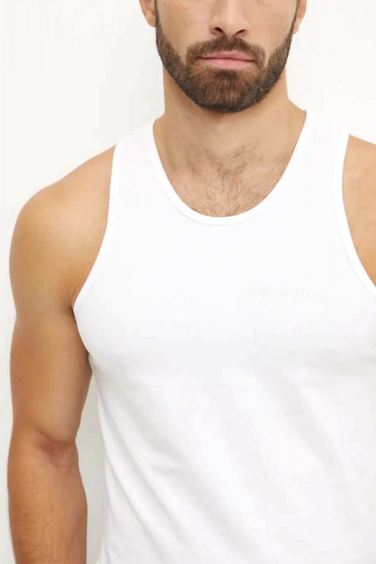 KARL LAGERFELD ΕΣΩΡΟΥΧΑ 2PACK ELONGATED LOGO TANK TOP ΛΕΥΚΟ-ΜΑΥΡΟ