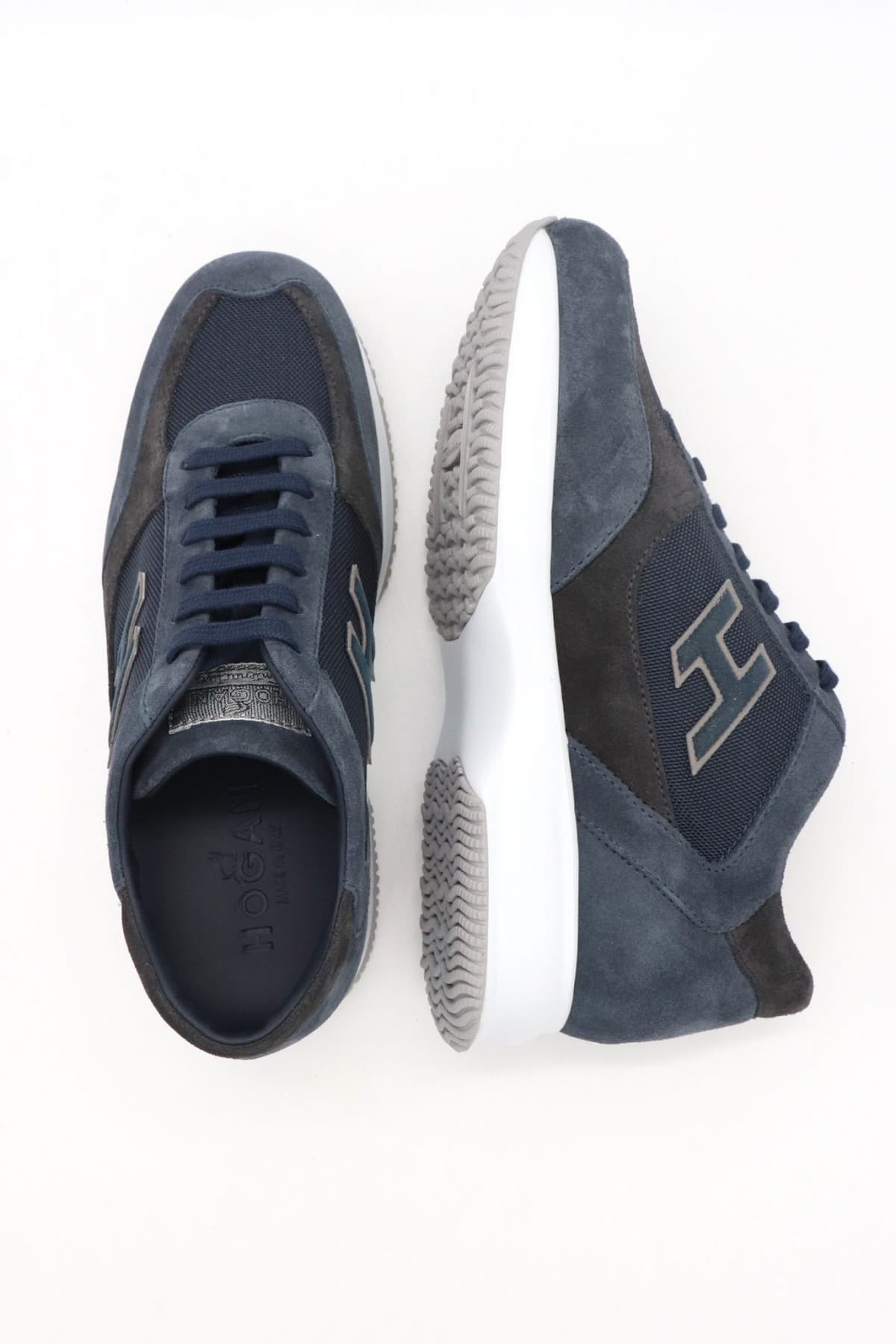 HOGAN ΠΑΠΟΥΤΣΙΑ SNEAKERS INTERACTIVE H FLOCK ΔΕΡΜΑ ΜΠΛΕ