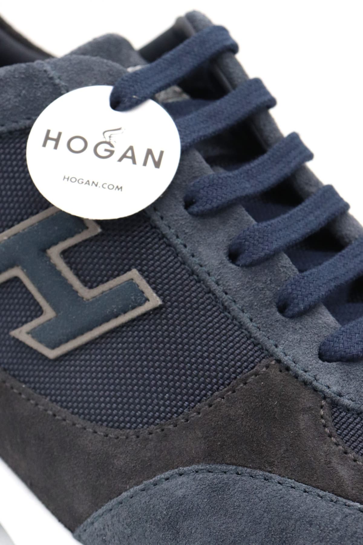 HOGAN ΠΑΠΟΥΤΣΙΑ SNEAKERS INTERACTIVE H FLOCK ΔΕΡΜΑ ΜΠΛΕ