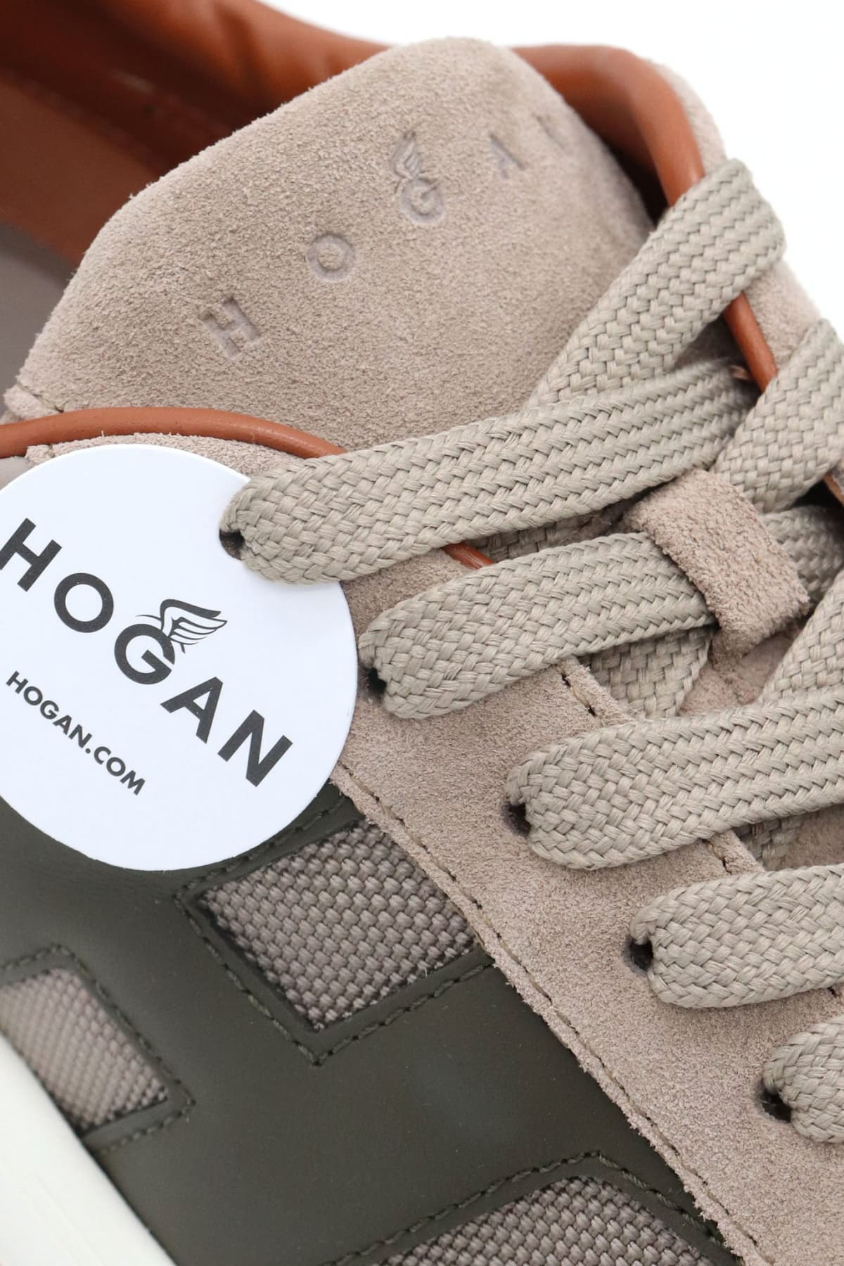 HOGAN ΠΑΠΟΥΤΣΙΑ SNEAKERS HYPERLIGHT ALLAC NUOVA ΔΕΡΜΑ ΜΠΕΖ-ΚΑΦΕ