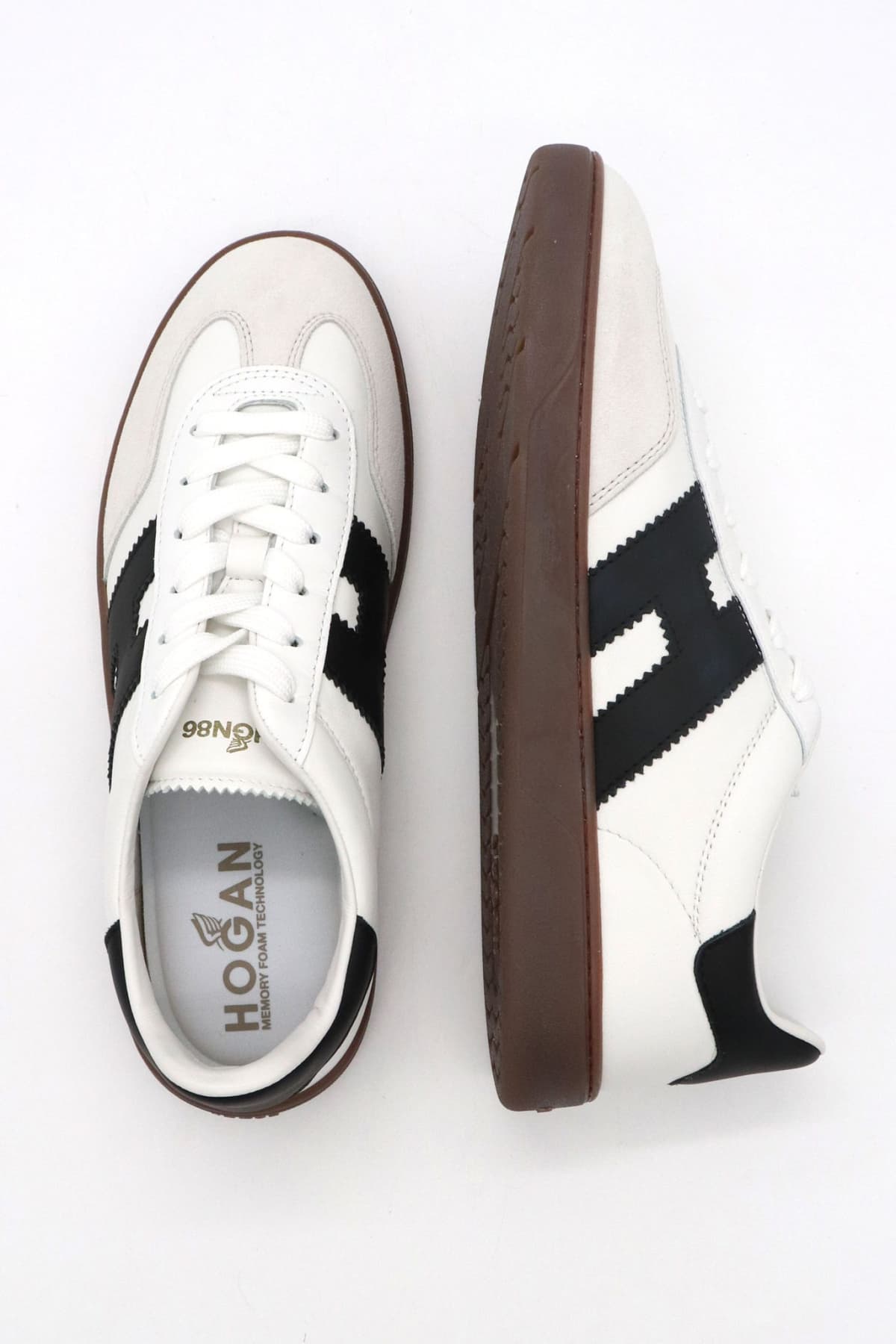 HOGAN ΠΑΠΟΥΤΣΙΑ SNEAKERS ΔΕΡΜΑ ΛΕΥΚΟ-ΜΑΥΡΟ