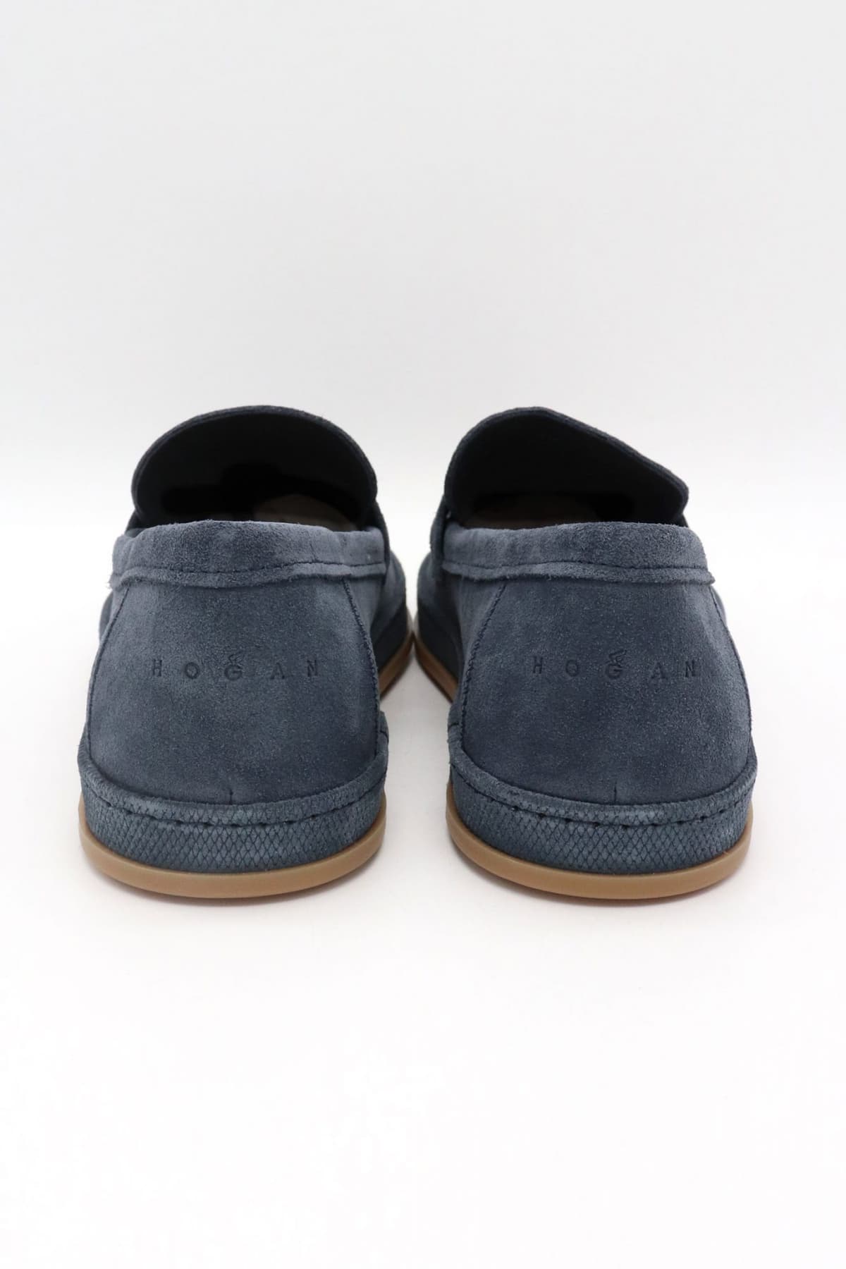 HOGAN ΠΑΠΟΥΤΣΙΑ MOCASSINO TRAVERSINA ΔΕΡΜΑ ΜΠΛΕ ΡΑΦ