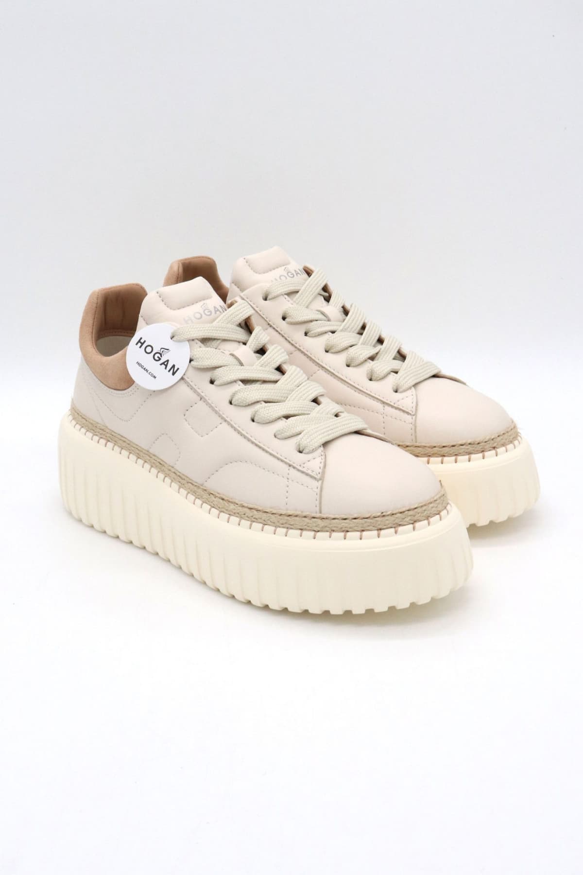 HOGAN ΠΑΠΟΥΤΣΙΑ SNEAKERS H-STRIPES H659 ALLACCIATO ΔΕΡΜΑ ΕΚΡΟΥ