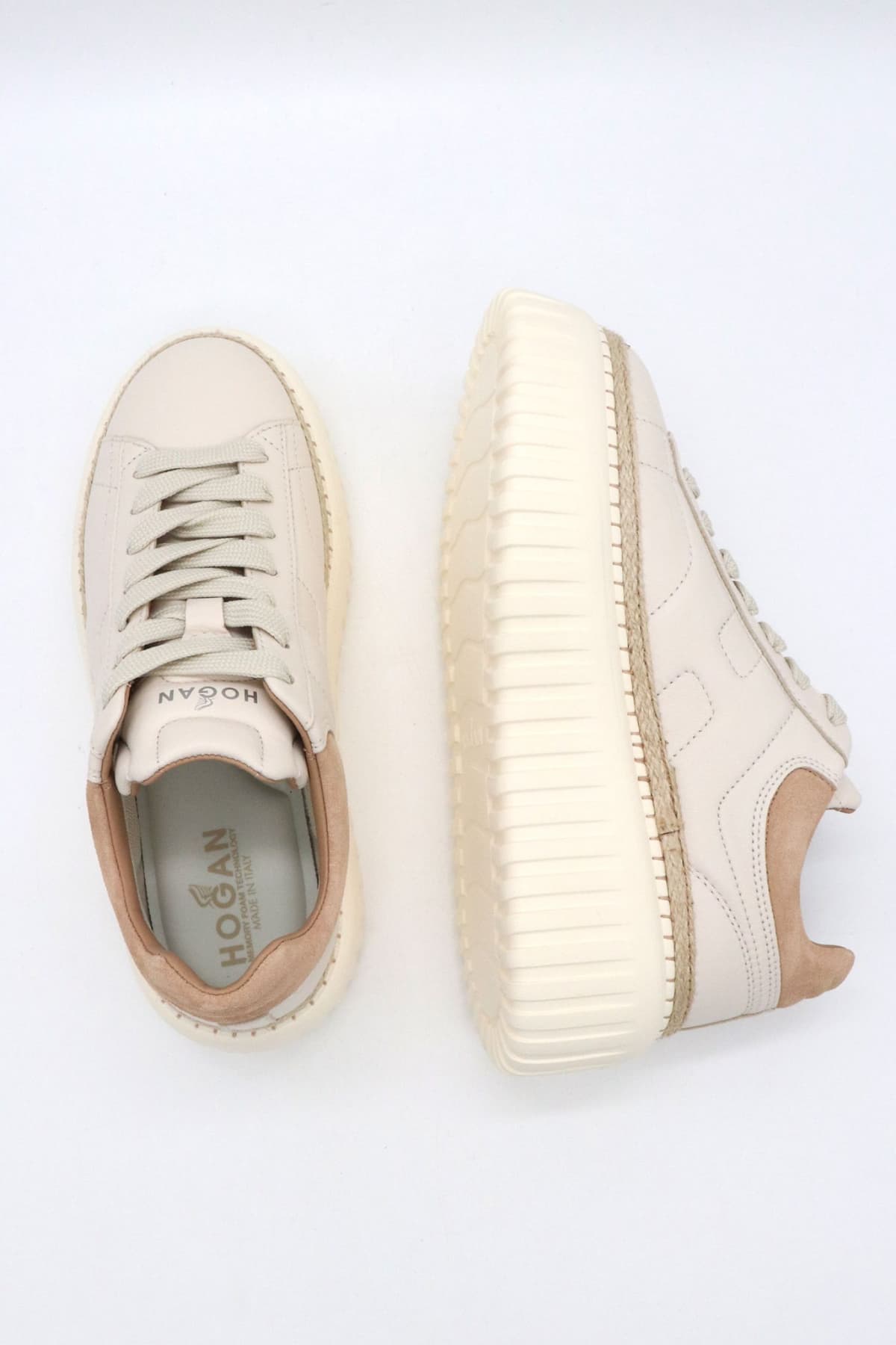 HOGAN ΠΑΠΟΥΤΣΙΑ SNEAKERS H-STRIPES H659 ALLACCIATO ΔΕΡΜΑ ΕΚΡΟΥ