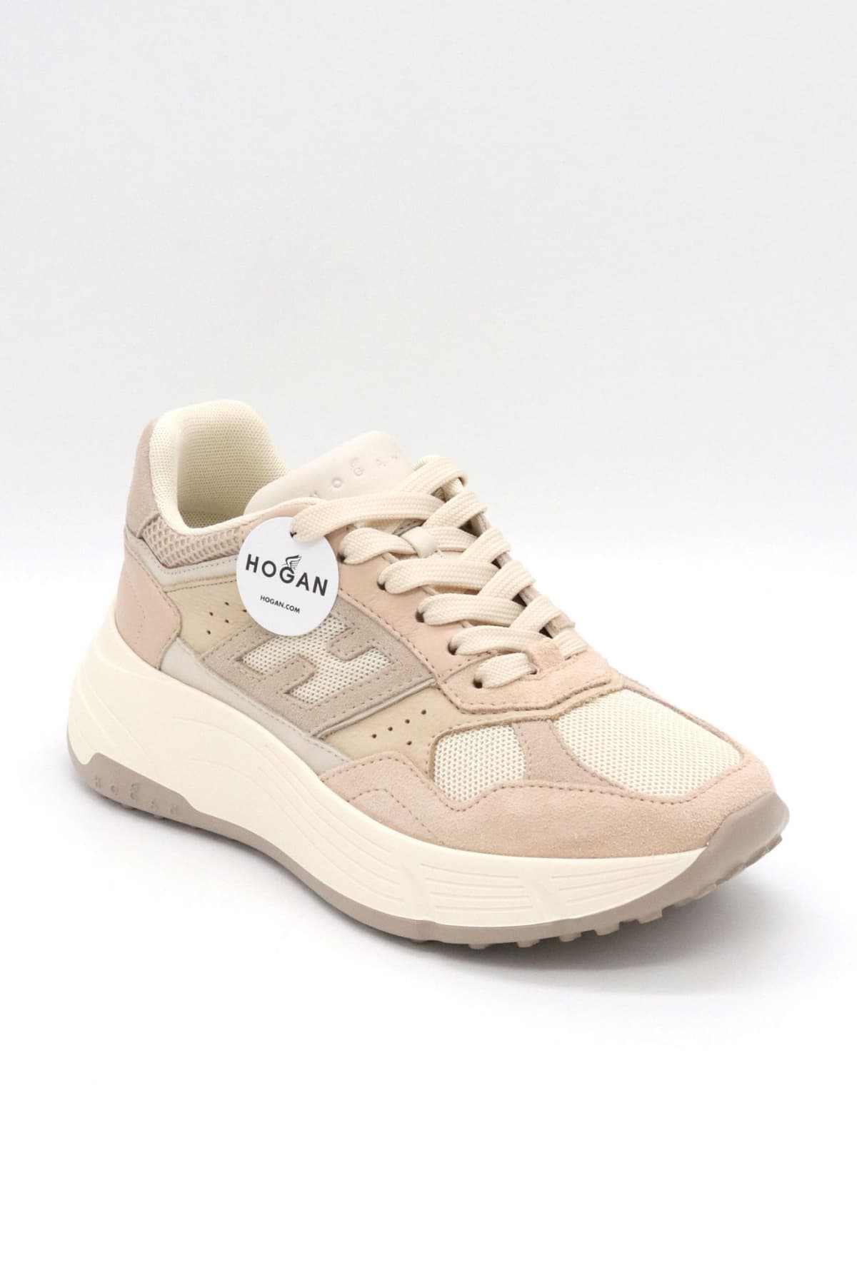 HOGAN ΠΑΠΟΥΤΣΙΑ SNEAKERS ALLACCIATO H ΔΕΡΜΑ ΜΠΕΖ