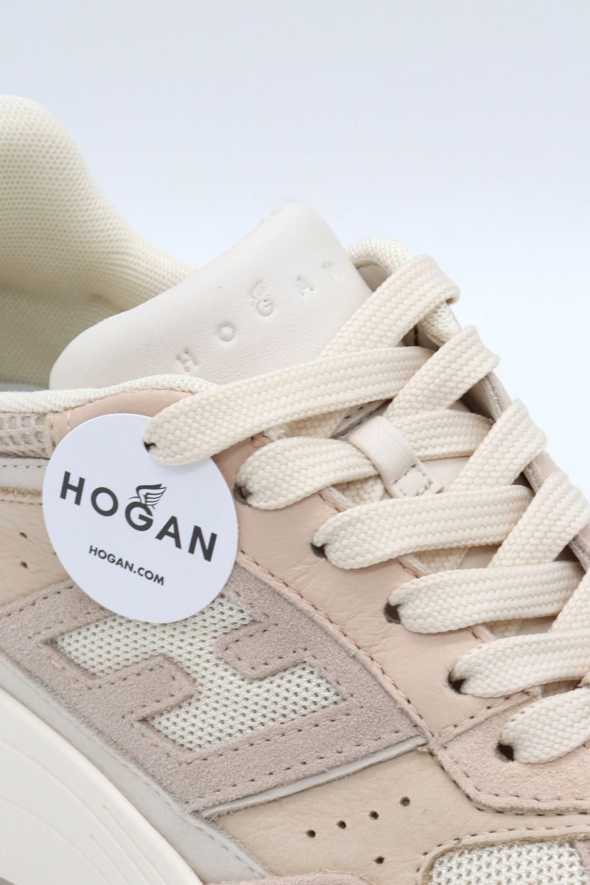 HOGAN ΠΑΠΟΥΤΣΙΑ SNEAKERS ALLACCIATO H ΔΕΡΜΑ ΜΠΕΖ