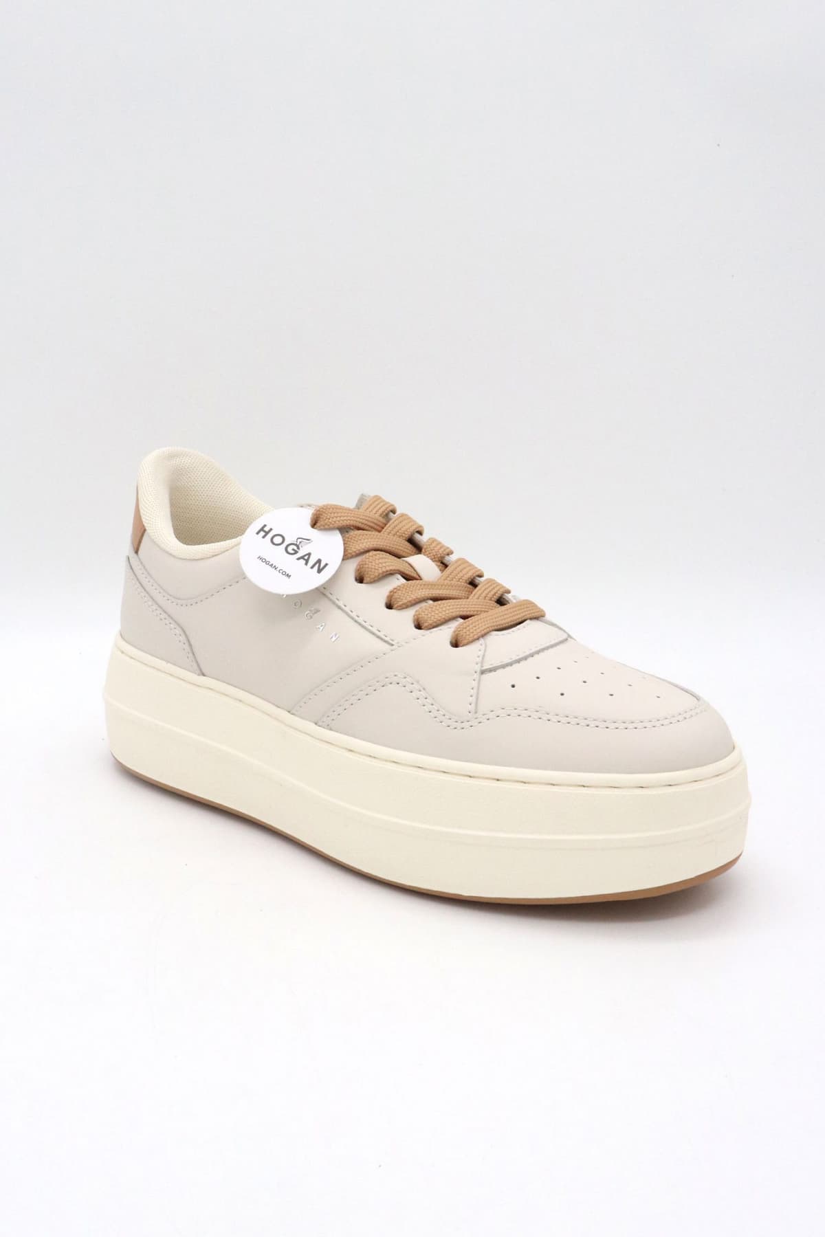 HOGAN ΠΑΠΟΥΤΣΙΑ SNEAKERS H670 ALLACCIATO ΔΕΡΜΑ ΕΚΡΟΥ-ΜΠΕΖ