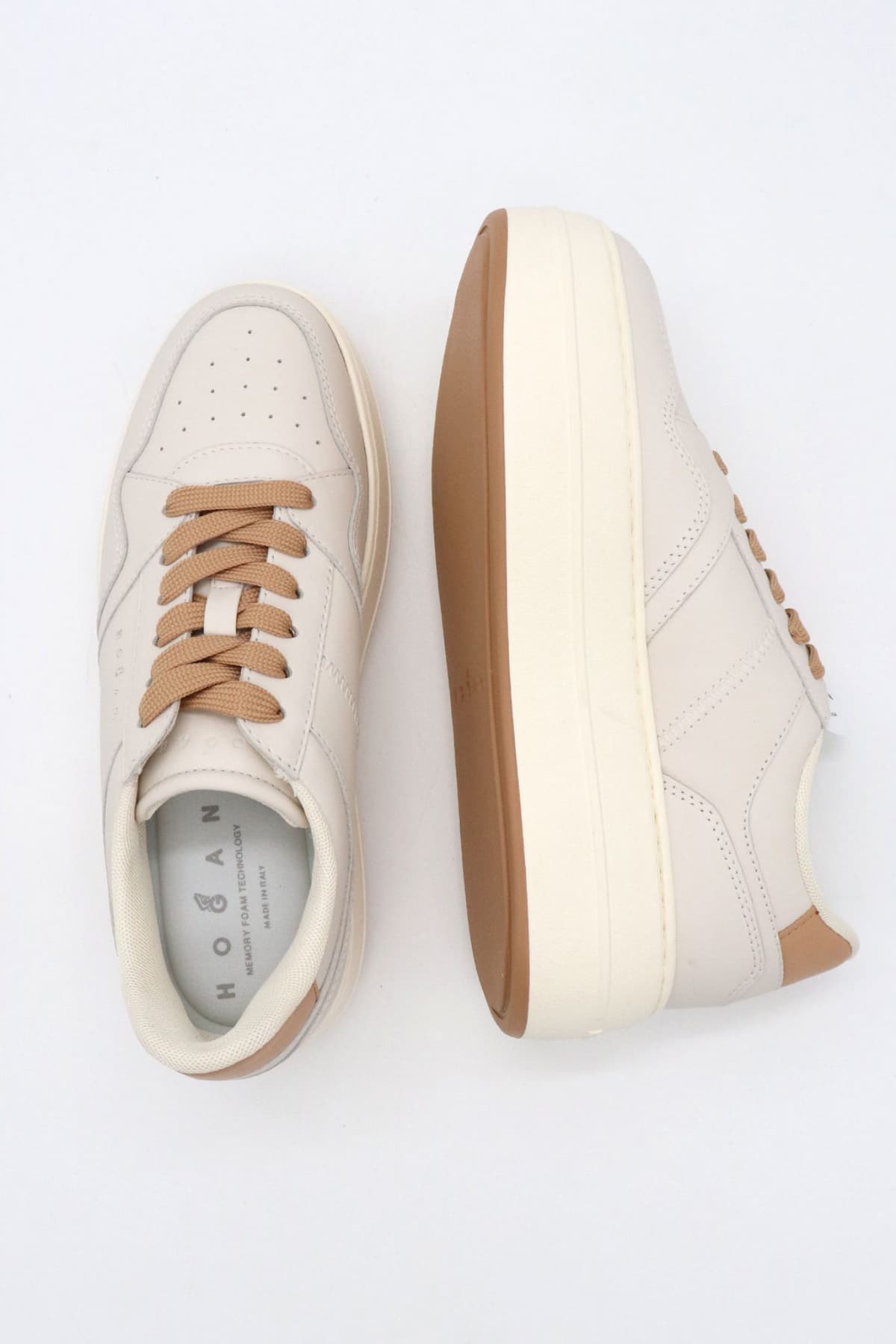 HOGAN ΠΑΠΟΥΤΣΙΑ SNEAKERS H670 ALLACCIATO ΔΕΡΜΑ ΕΚΡΟΥ-ΜΠΕΖ