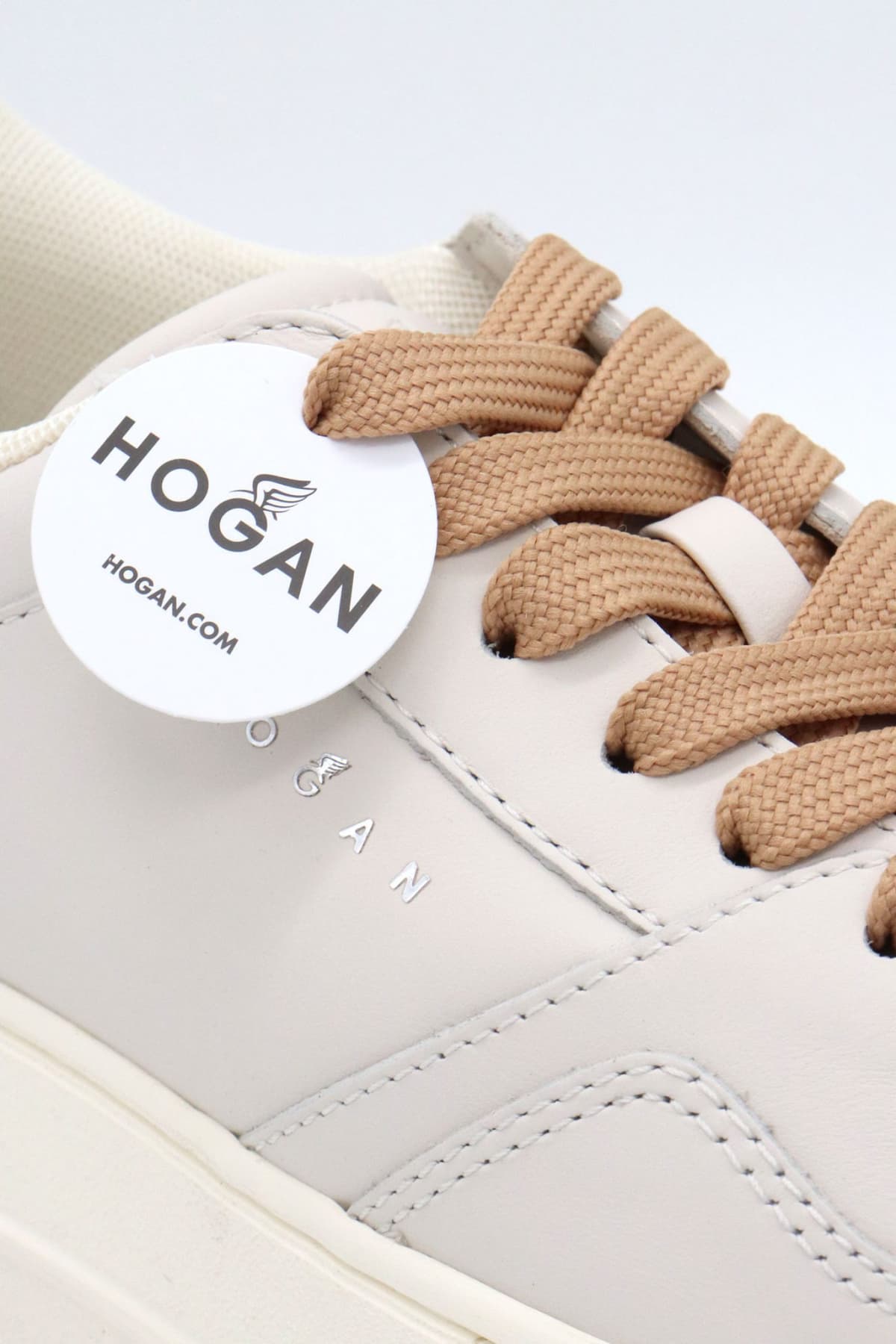 HOGAN ΠΑΠΟΥΤΣΙΑ SNEAKERS H670 ALLACCIATO ΔΕΡΜΑ ΕΚΡΟΥ-ΜΠΕΖ