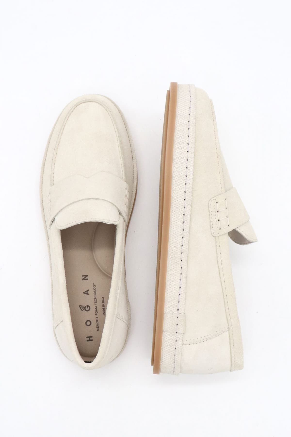 HOGAN ΠΑΠΟΥΤΣΙΑ MOCASSINO TRAVERSINA ΔΕΡΜΑ ΕΚΡΟΥ