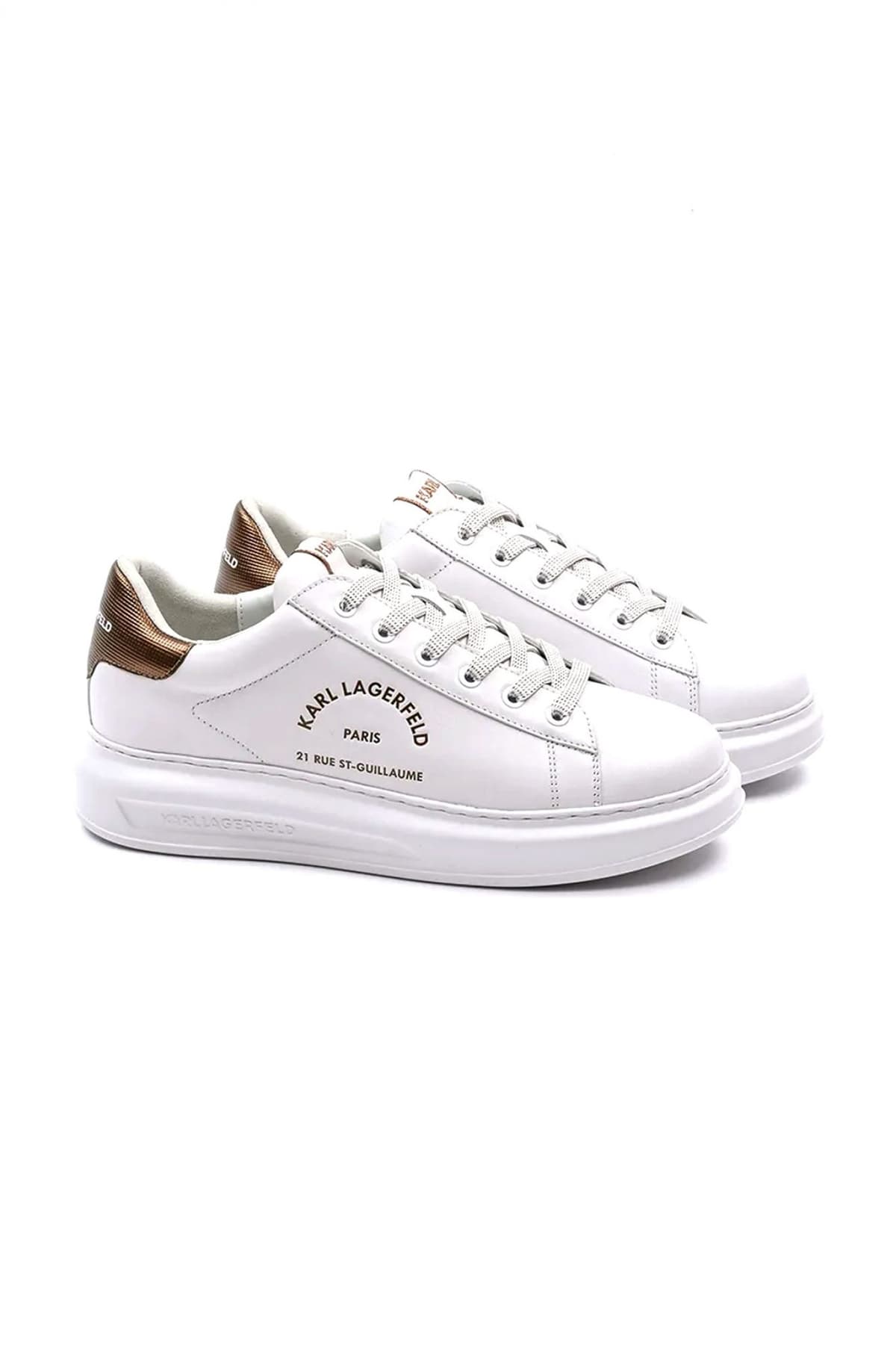 KARL LAGERFELD ΠΑΠΟΥΤΣΙΑ SNEAKERS MAISON KARL LACE ΛΕΥΚΟ-ΜΠΡΟΝΖΕ