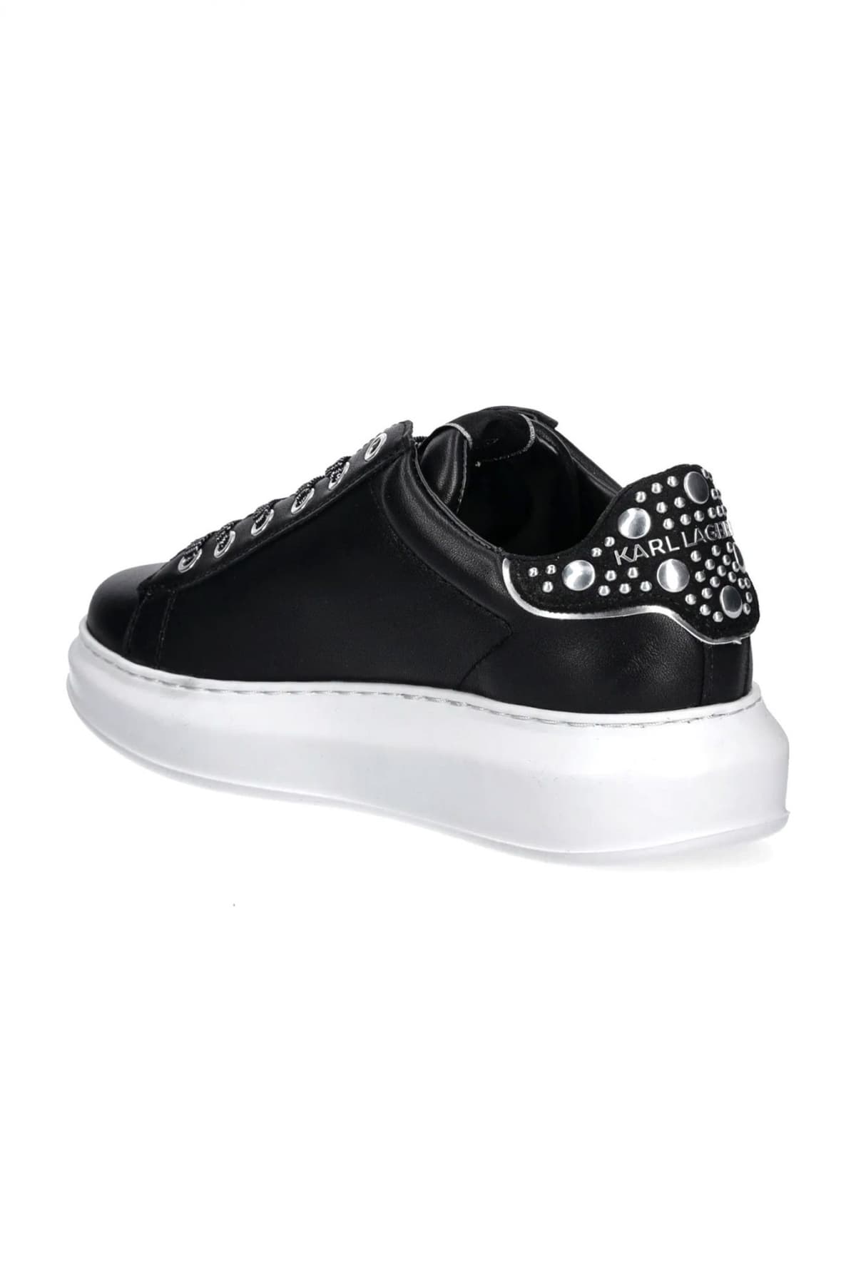 KARL LAGERFELD ΠΑΠΟΥΤΣΙΑ SNEAKERS KAPRI ΜΕΤΑΛΛΙΚΕΣ ΛΕΠΤΟΜΕΡΙΕΣ LOGO ΜΑΥΡΟ/ΛΕΥΚΟ