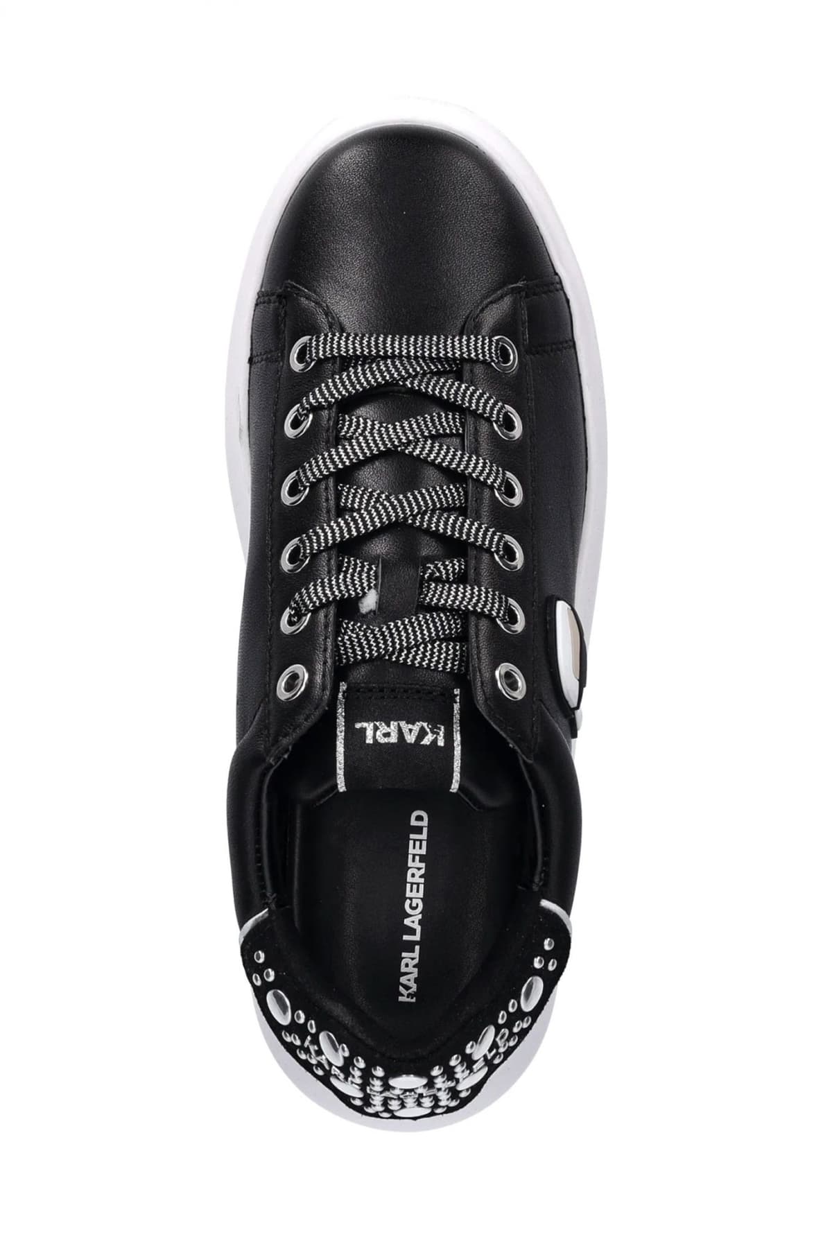 KARL LAGERFELD ΠΑΠΟΥΤΣΙΑ SNEAKERS KAPRI ΜΕΤΑΛΛΙΚΕΣ ΛΕΠΤΟΜΕΡΙΕΣ LOGO ΜΑΥΡΟ/ΛΕΥΚΟ