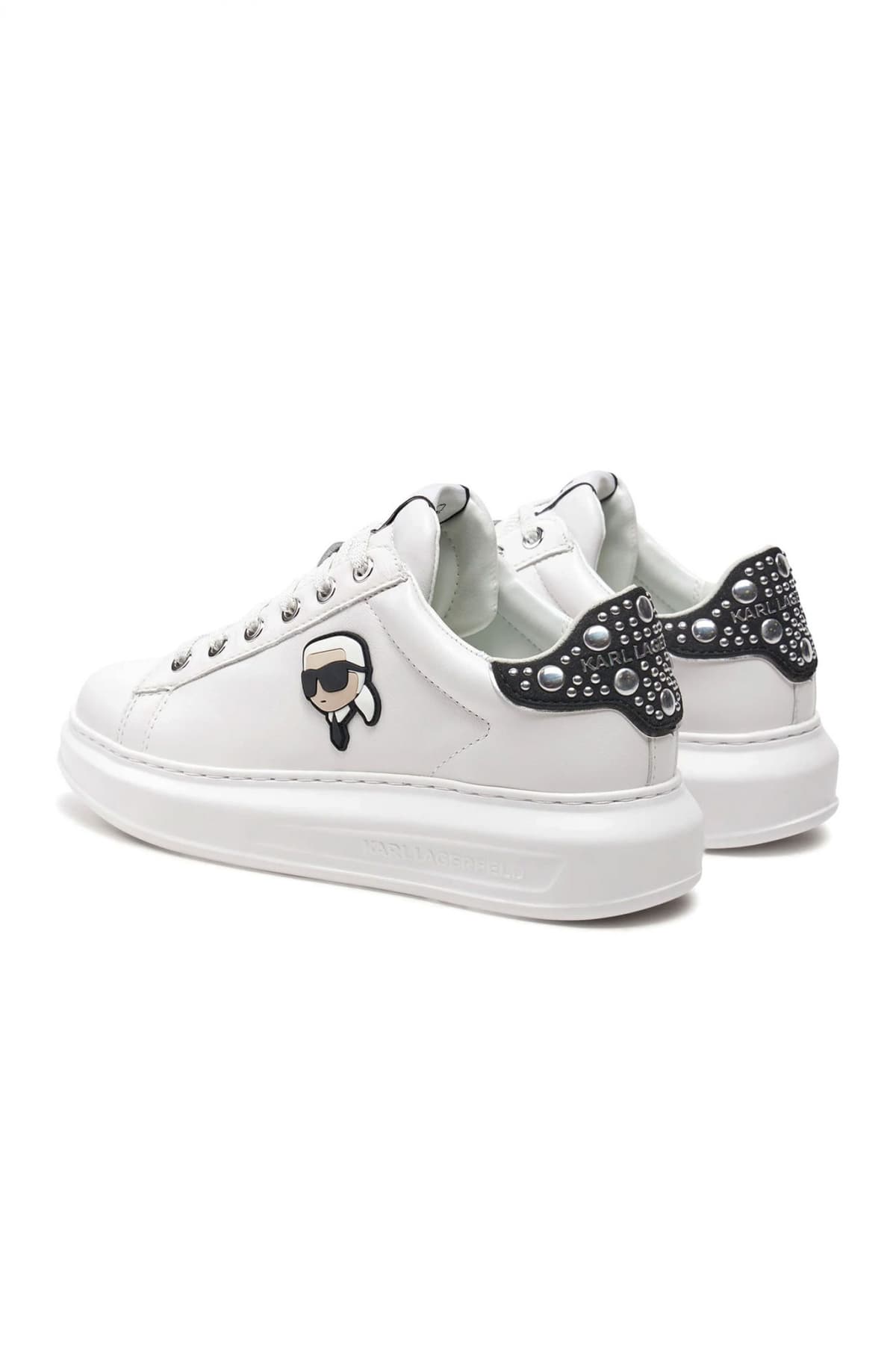KARL LAGERFELD ΠΑΠΟΥΤΣΙΑ SNEAKERS KAPRI ΜΕΤΑΛΛΙΚΕΣ ΛΕΠΤΟΜΕΡΙΕΣ LOGO ΛΕΥΚΟ