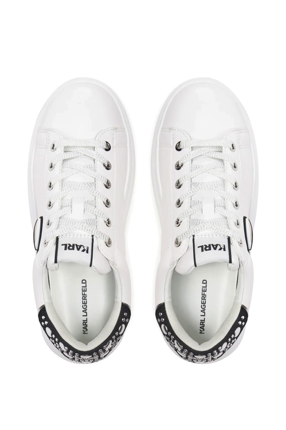 KARL LAGERFELD ΠΑΠΟΥΤΣΙΑ SNEAKERS KAPRI ΜΕΤΑΛΛΙΚΕΣ ΛΕΠΤΟΜΕΡΙΕΣ LOGO ΛΕΥΚΟ