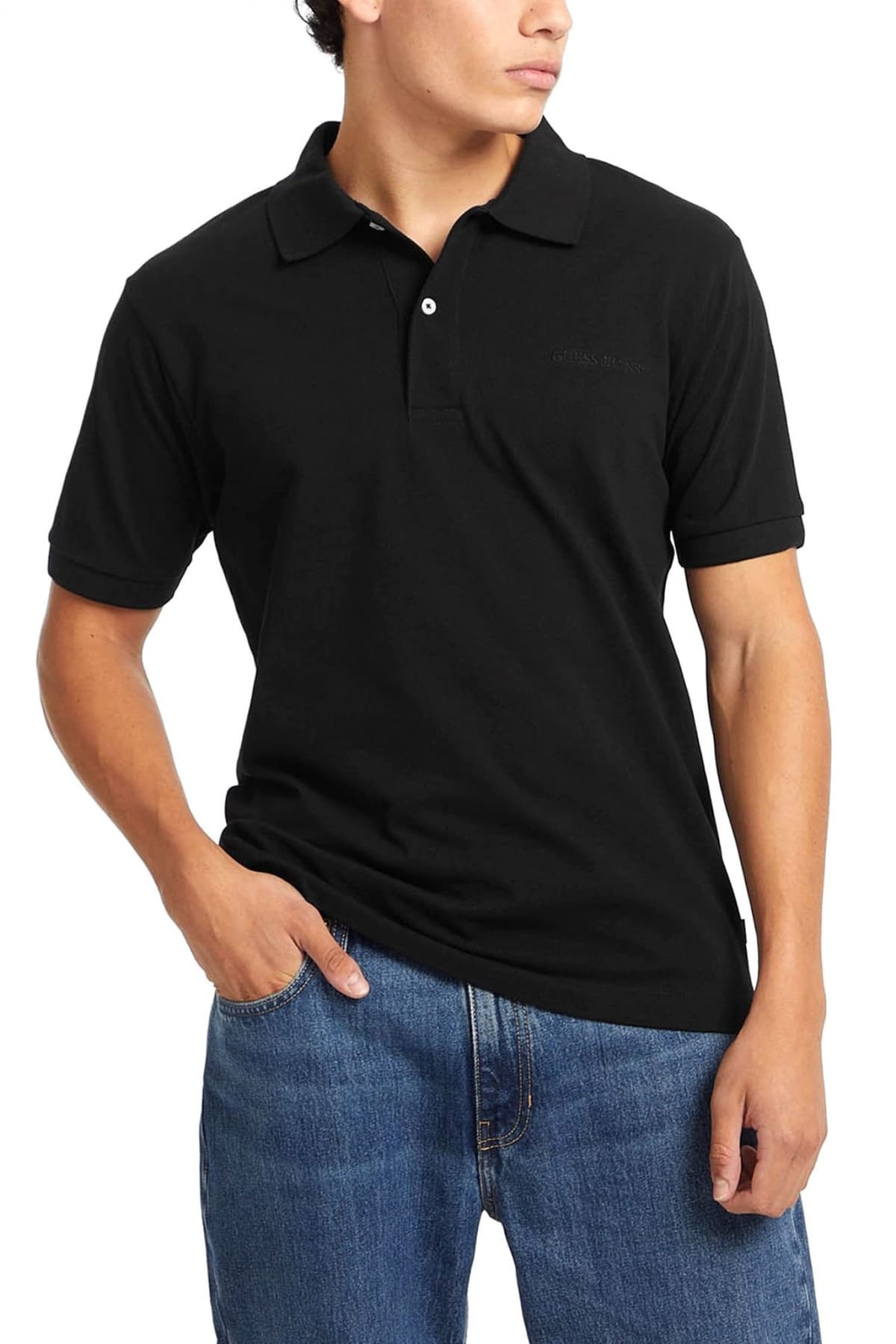 GUESS JEANS POLO LOGO ΜΑΥΡΟ