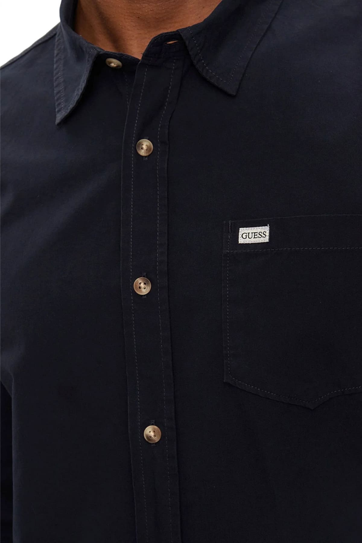 GUESS JEANS ΠΟΥΚΑΜΙΣΟ SLIM FIT LOGO ΜΠΛΕ