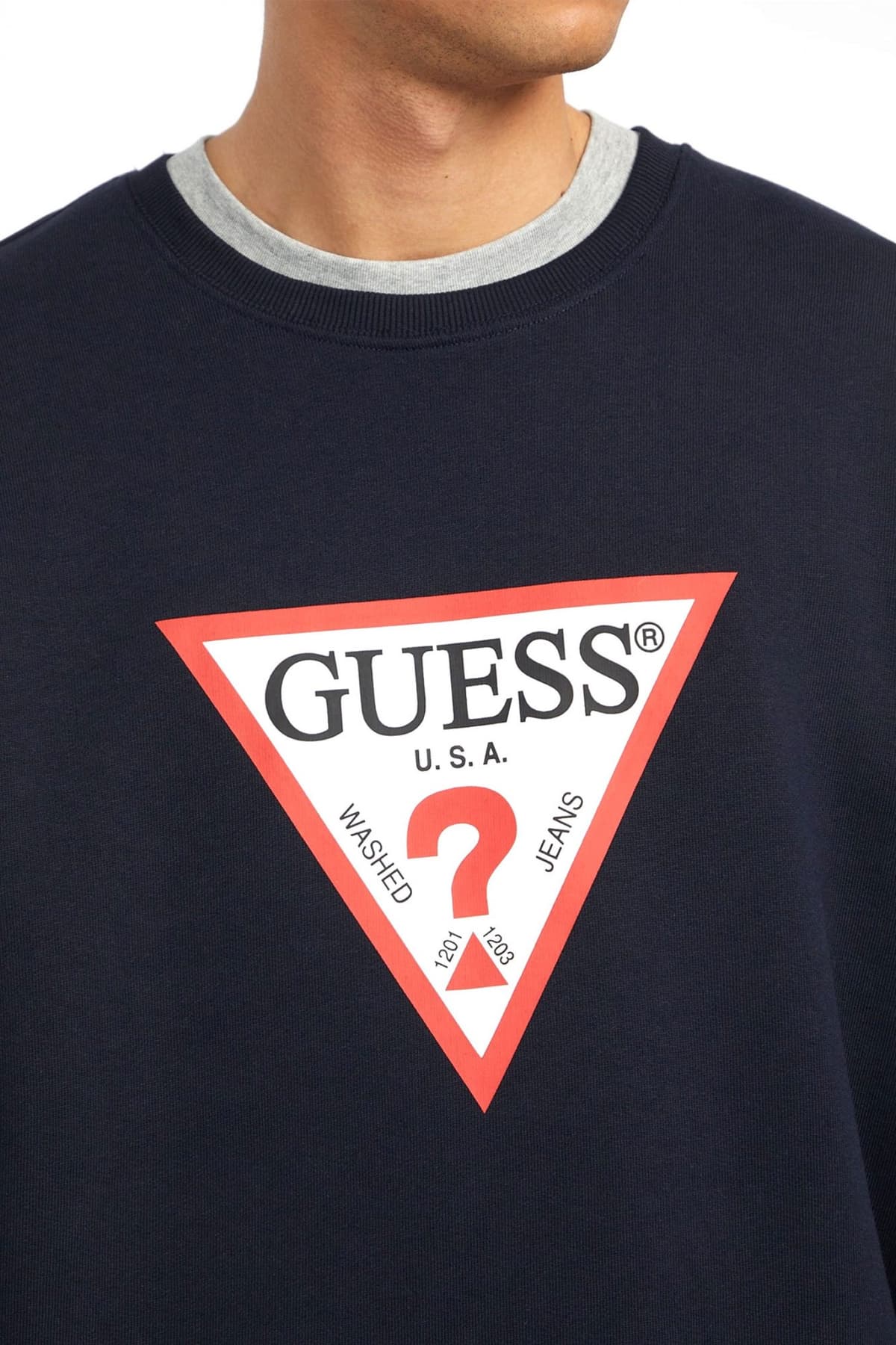 GUESS JEANS ΦΟΥΤΕΡ CREWNECK OVERSIZED FIT LOGO ΜΠΛΕ
