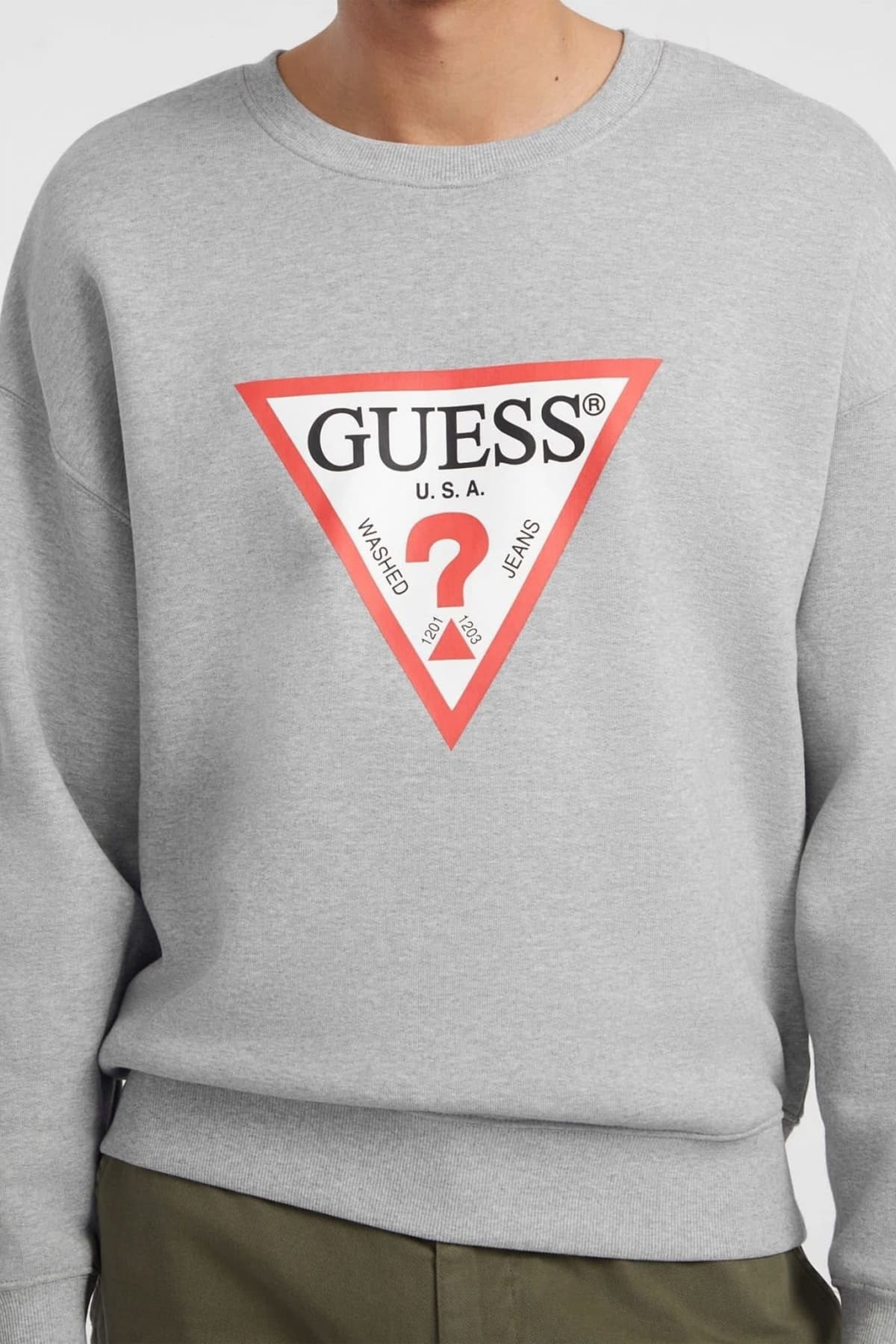 GUESS JEANS ΦΟΥΤΕΡ CREWNECK OVERSIZED FIT LOGO ΓΚΡΙ