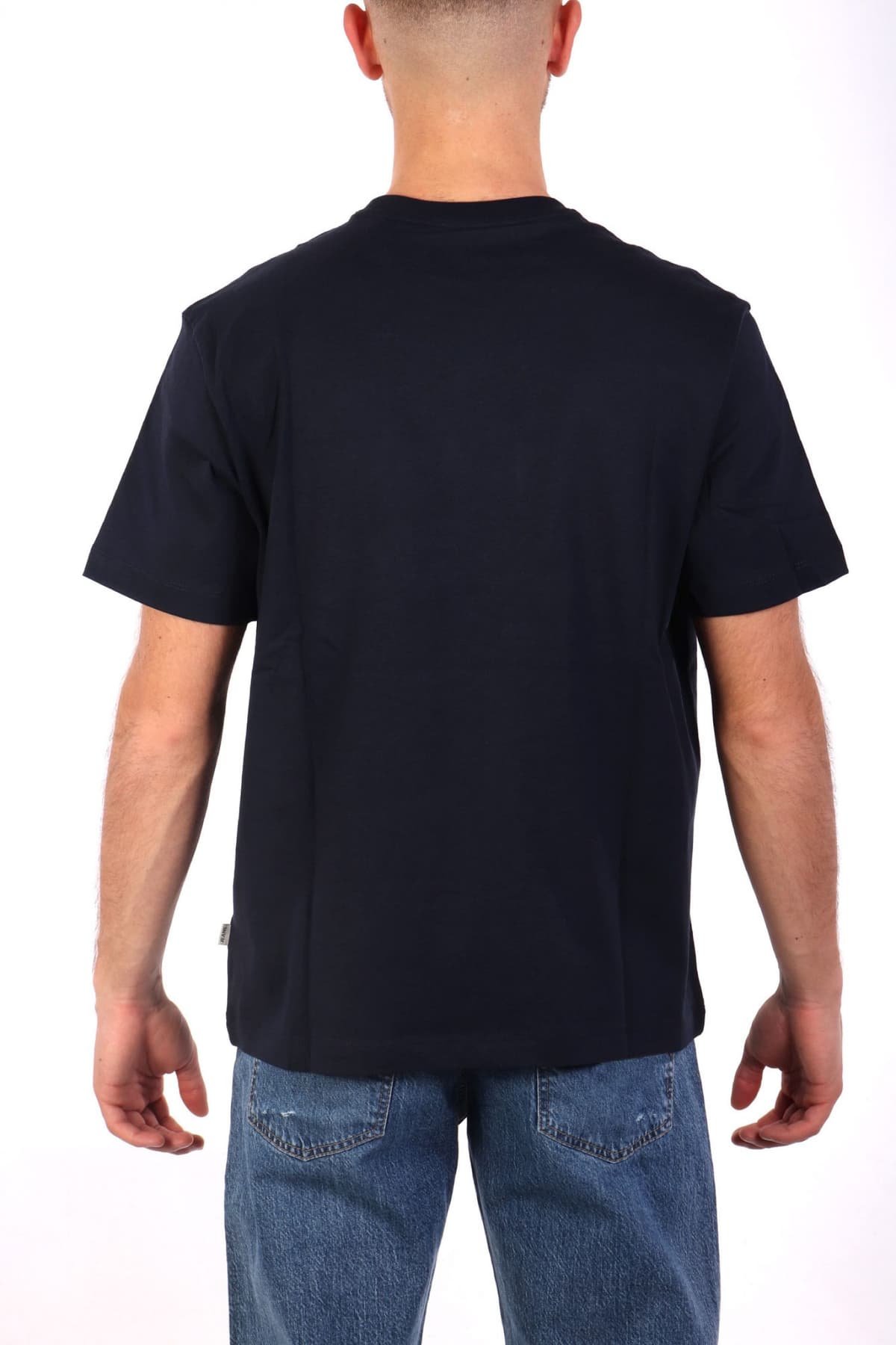 GUESS JEANS T-SHIRT CREWNECK REGULAR FIT LOGO ΜΠΛΕ