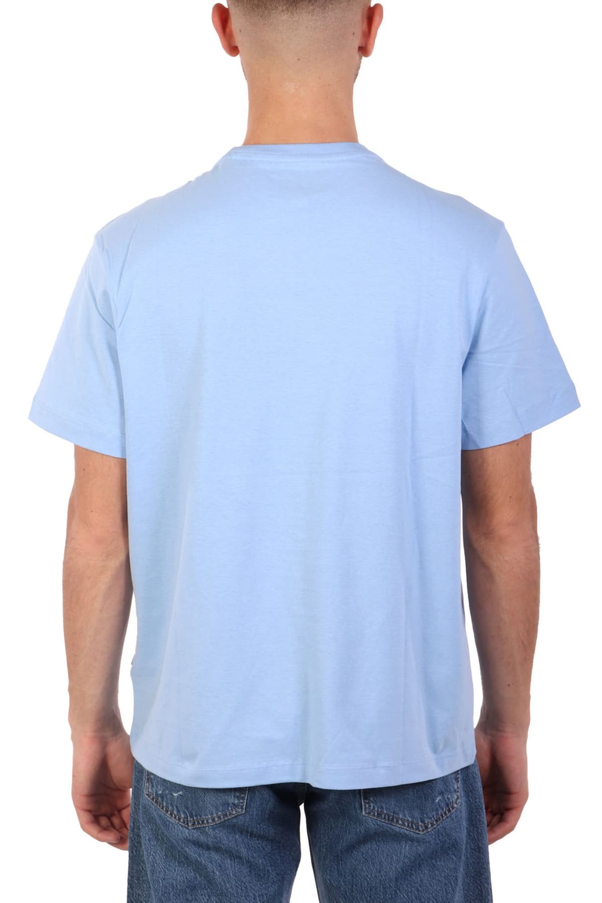 GUESS JEANS T-SHIRT CREWNECK REGULAR FIT LOGO ΣΙΕΛ