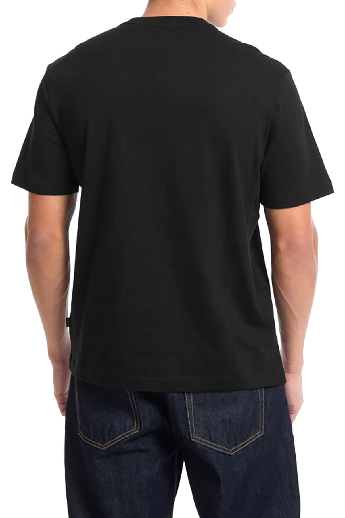 GUESS JEANS T-SHIRT CREWNECK REGULAR FIT LOGO ΜΑΥΡΟ