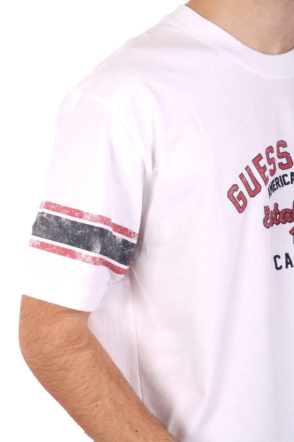 GUESS JEANS T-SHIRT CREWNECK OVERSIZED FIT LOGO ΛΕΥΚΟ