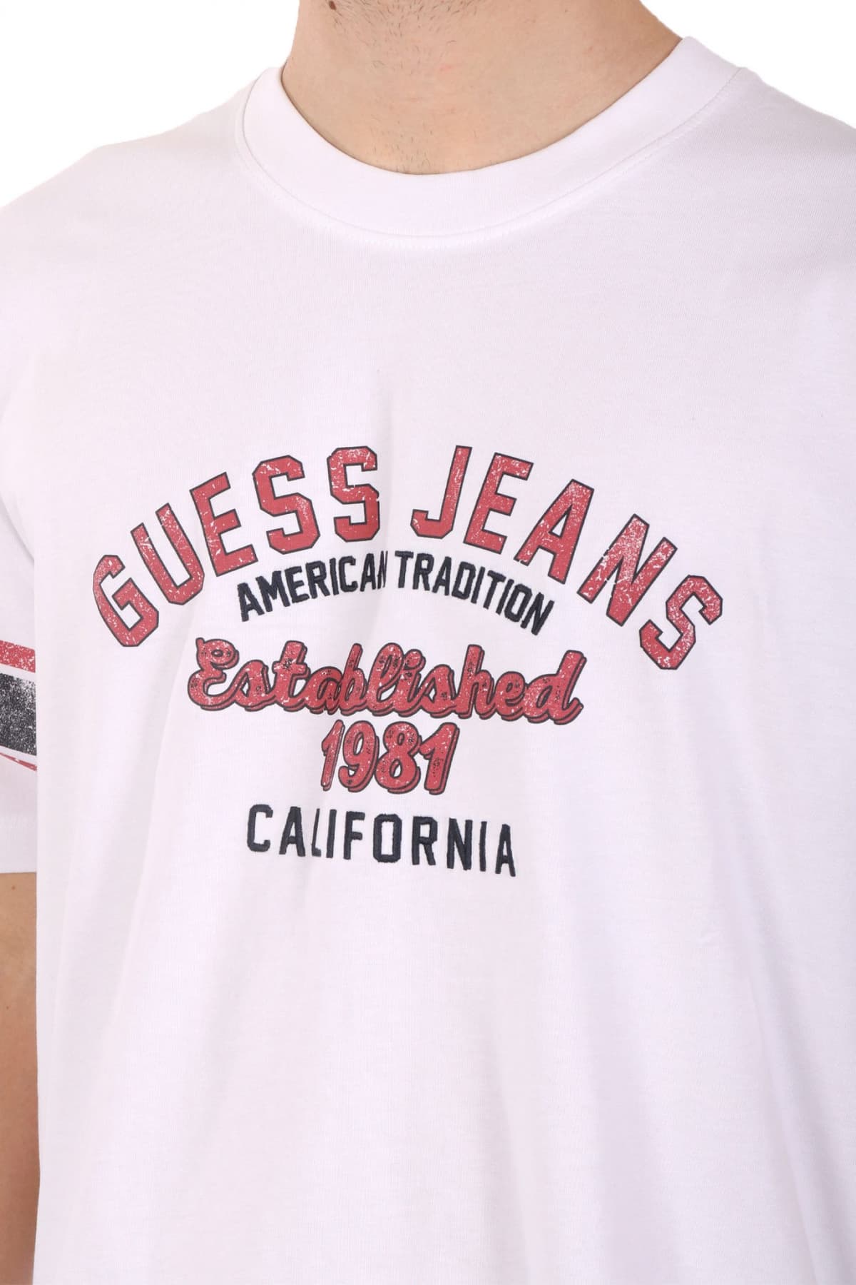 GUESS JEANS T-SHIRT CREWNECK OVERSIZED FIT LOGO ΛΕΥΚΟ