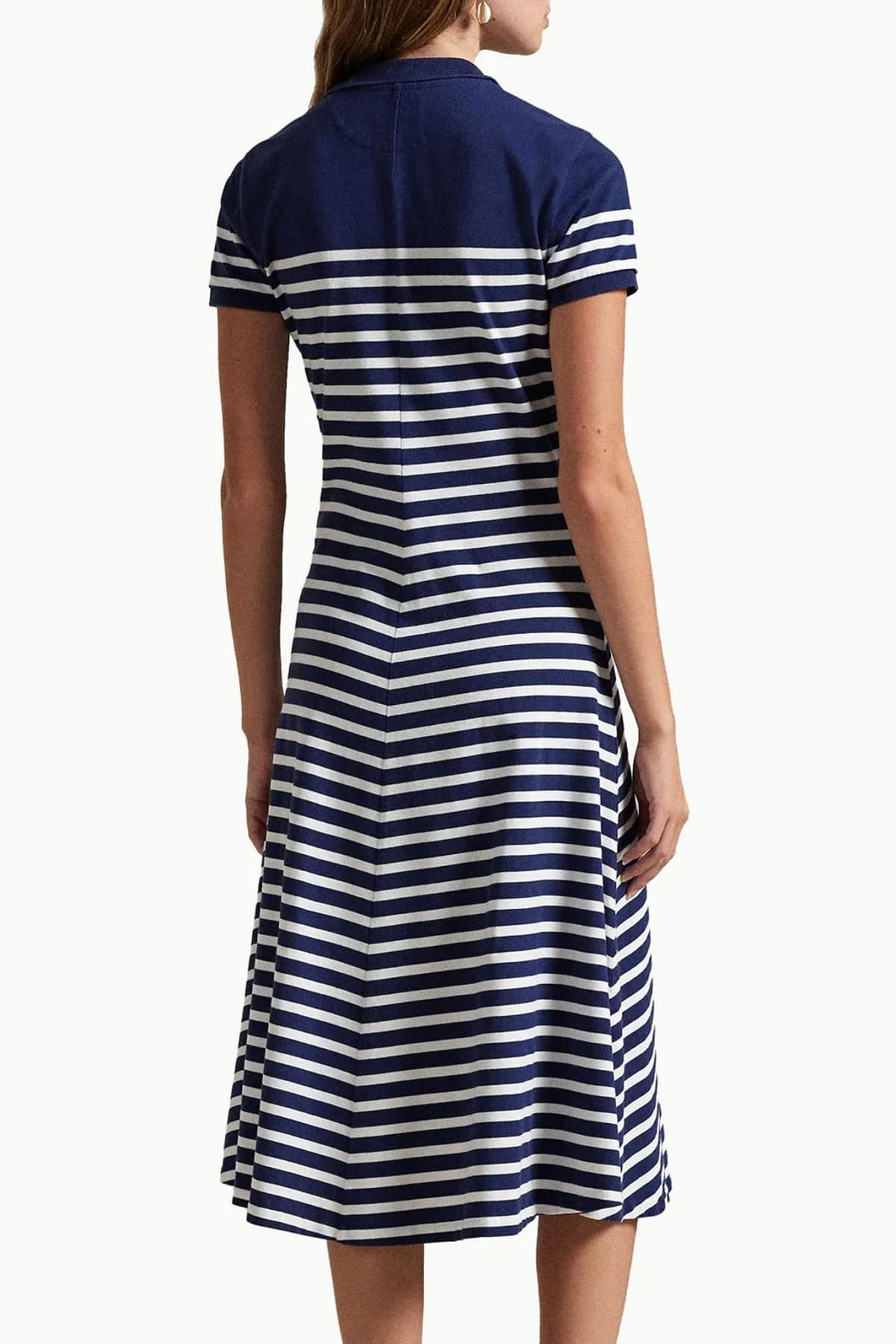 RALPH LAUREN ΦΟΡΕΜΑ MIDI POLO ΚΟΥΜΠΙΑ ΡΙΓΕ ΛΕΥΚΟ-ΜΠΛΕ