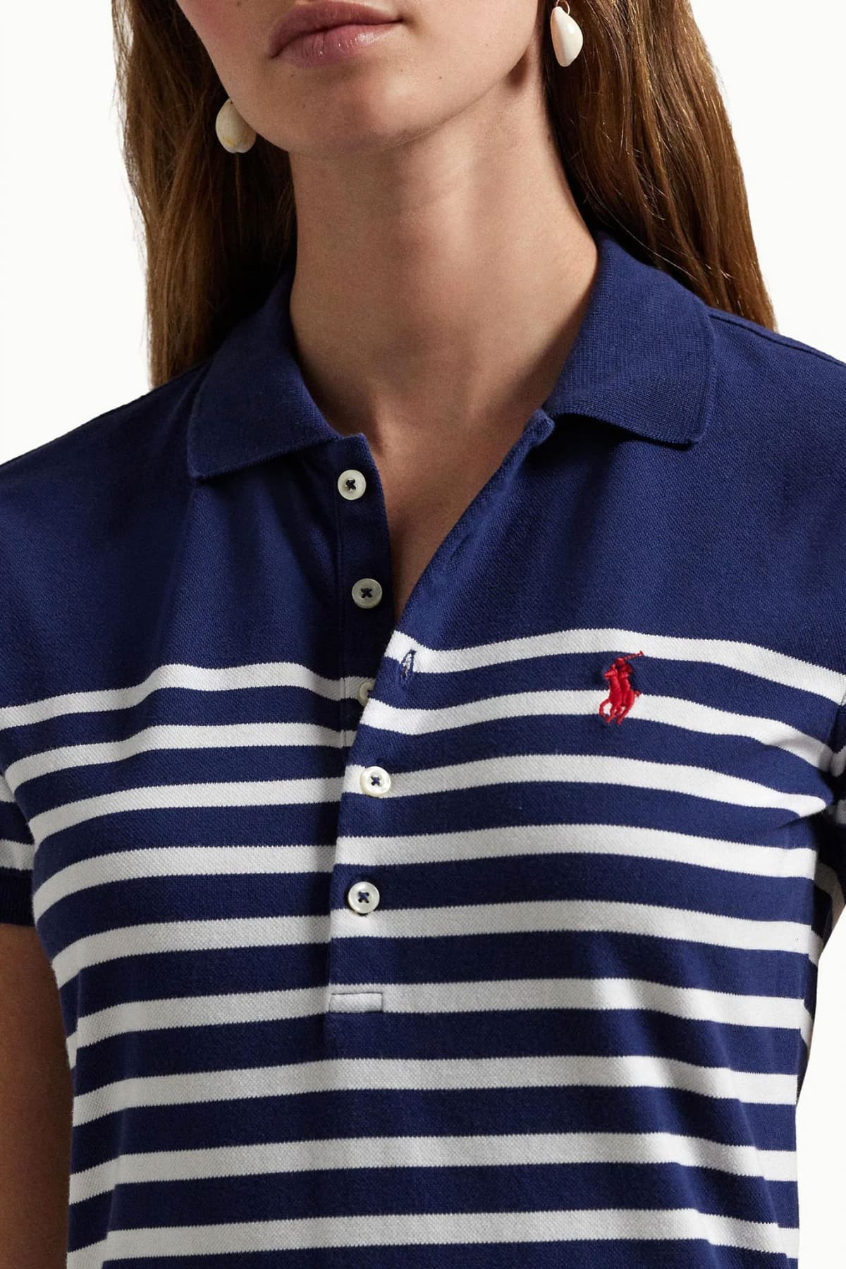 RALPH LAUREN ΦΟΡΕΜΑ MIDI POLO ΚΟΥΜΠΙΑ ΡΙΓΕ ΛΕΥΚΟ-ΜΠΛΕ