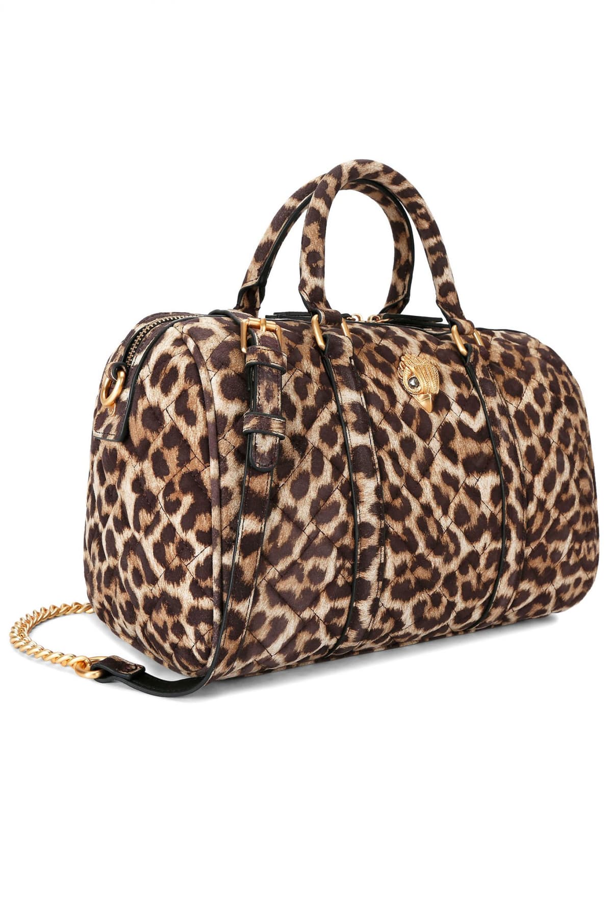 KURT GEIGER ΤΣΑΝΤA XEIΡΟΣ/CROSSBODY KENSINGTON ΒΟSTON ΛΕΟΠΑΡ ΣΟΥΕΤ ΚΑΠΙΤΟΝΕ LOGO KAΦΕ/ΜΠΕΖ