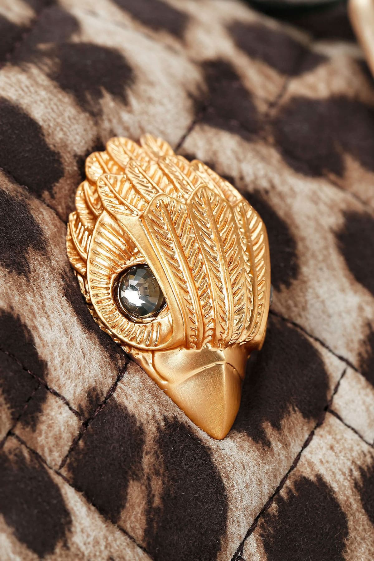 KURT GEIGER ΤΣΑΝΤA XEIΡΟΣ/CROSSBODY KENSINGTON ΒΟSTON ΛΕΟΠΑΡ ΣΟΥΕΤ ΚΑΠΙΤΟΝΕ LOGO KAΦΕ/ΜΠΕΖ