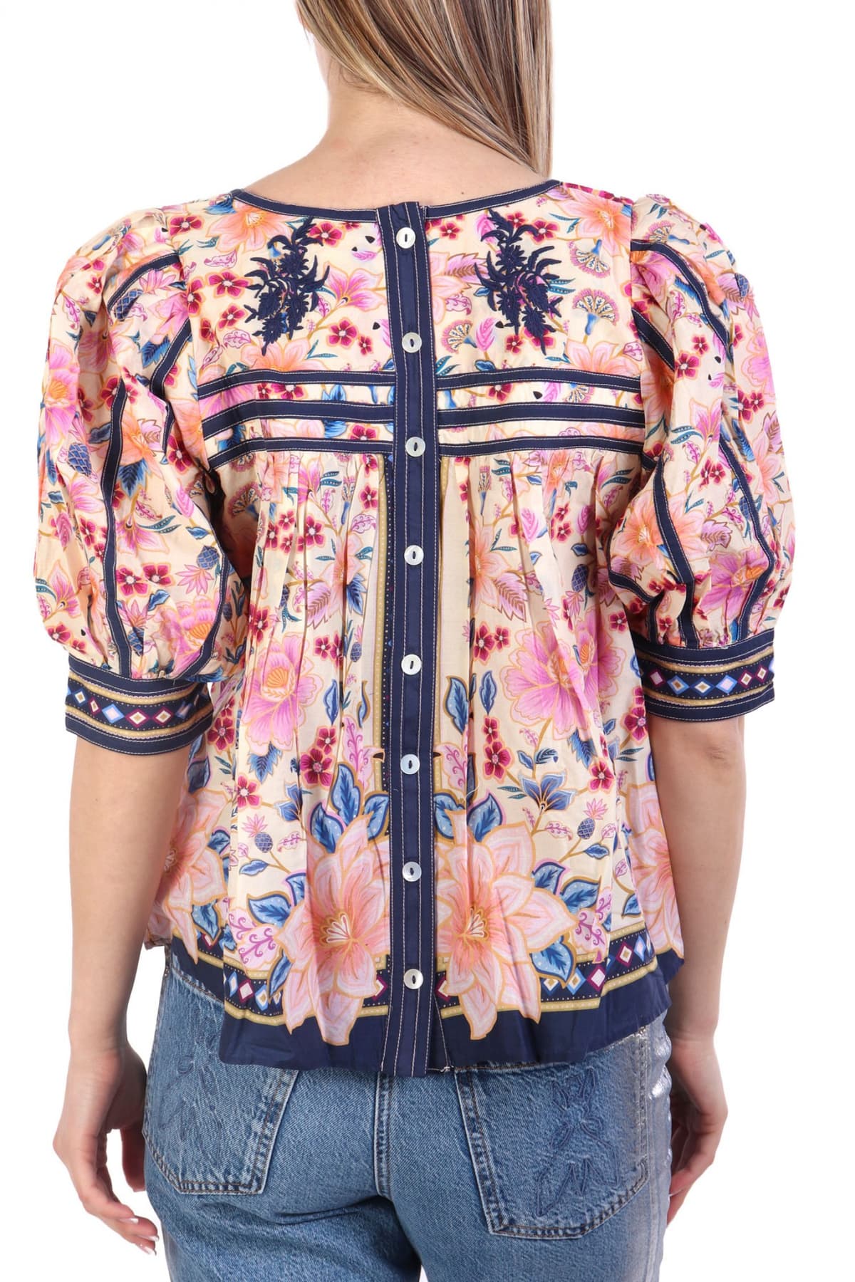 FARM RIO ΜΠΛΟΥΖΑ-ΠΟΥΚΑΜΙΣΟ SUPERBLOOM TAPESTRY CREAM FLORAL ΠΙΕΤΑ ΠΟΛΥΧΡΩΜΟ