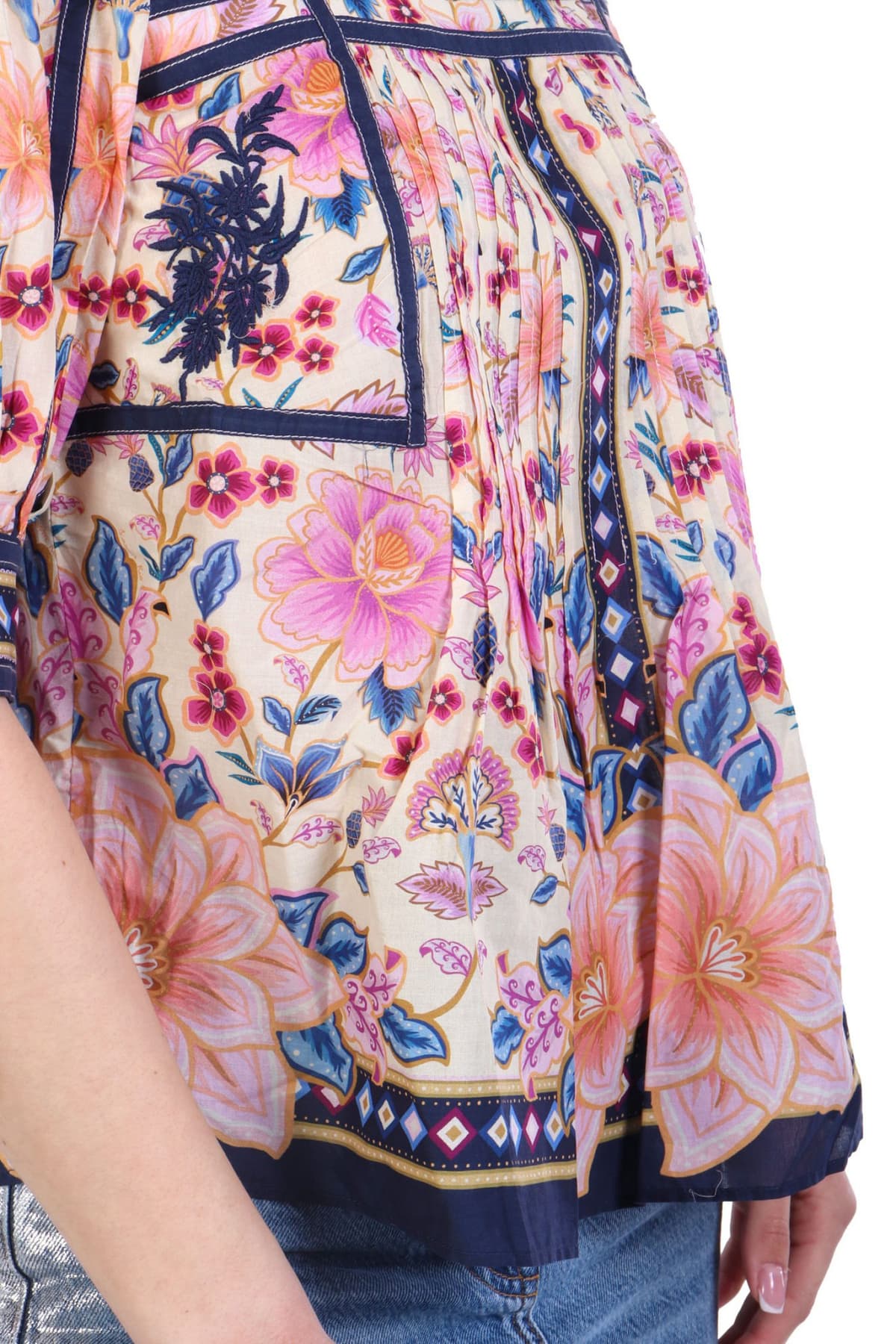 FARM RIO ΜΠΛΟΥΖΑ-ΠΟΥΚΑΜΙΣΟ SUPERBLOOM TAPESTRY CREAM FLORAL ΠΙΕΤΑ ΠΟΛΥΧΡΩΜΟ