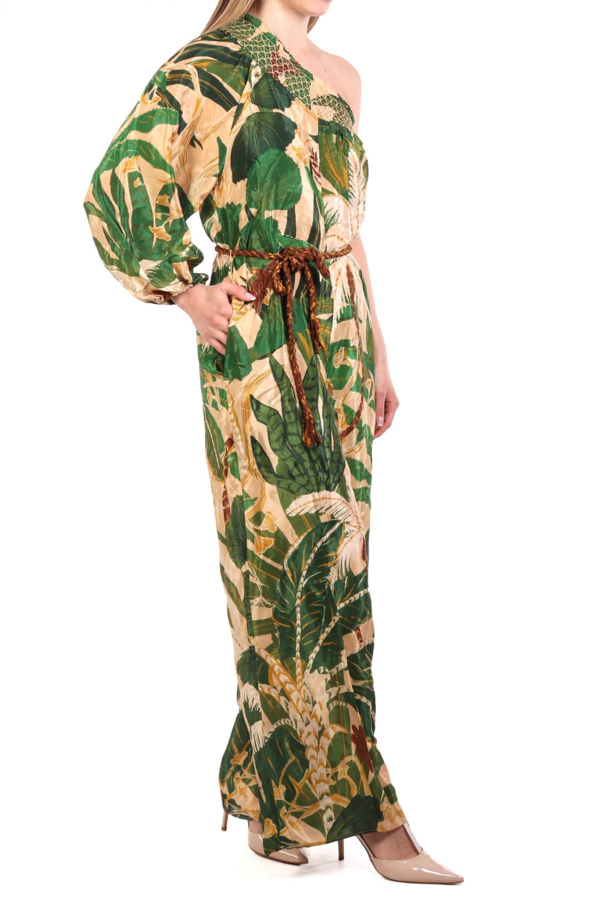 FARM RIO ΟΛΟΣΩΜΗ ΦΟΡΜΑ TROPICAL ISLA ΕΜΠΡΙΜΕ ΕΝΑΣ ΩΜΟΣ ΖΩΝΗ ΜΠΕΖ-ΠΡΑΣΙΝΟ