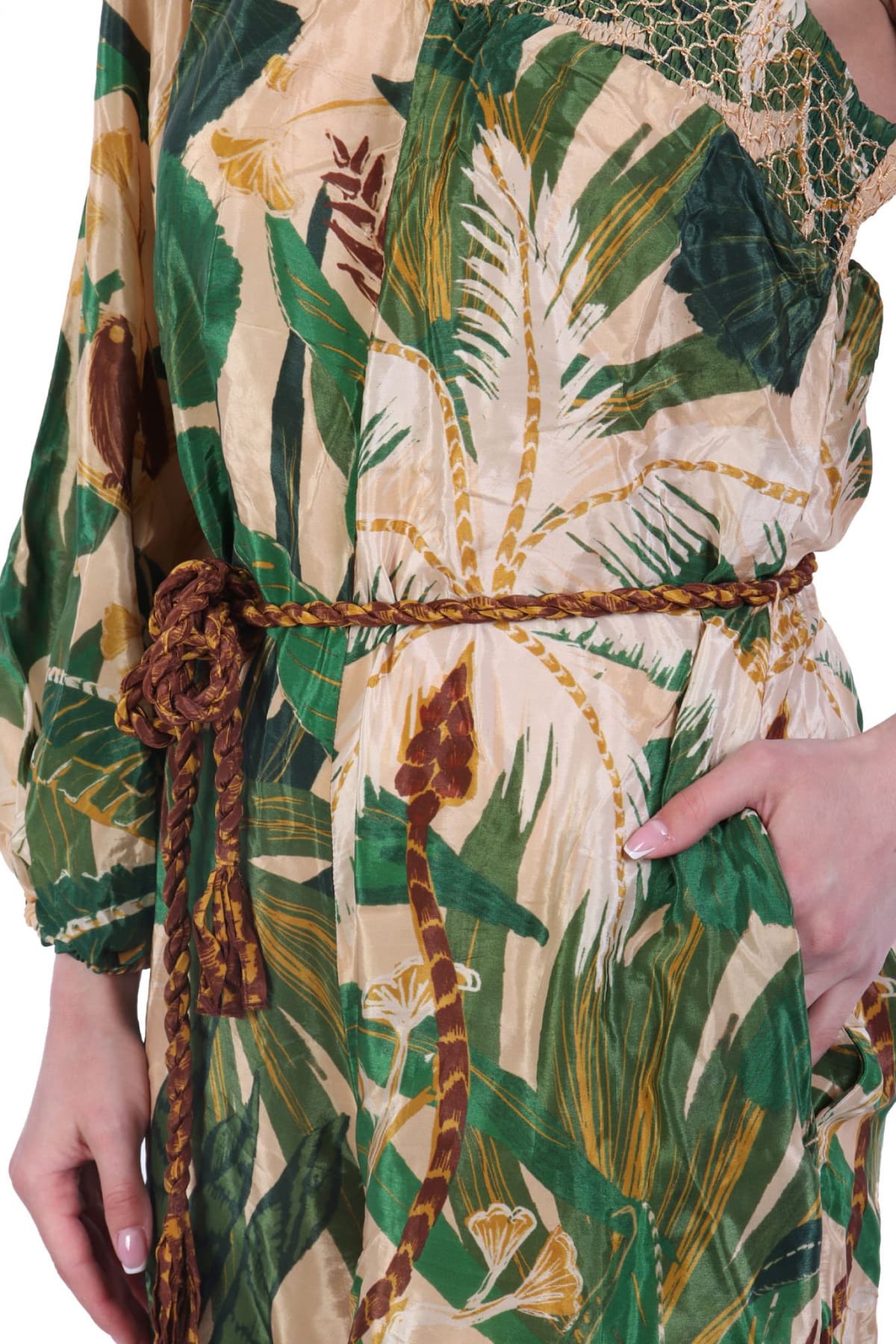 FARM RIO ΟΛΟΣΩΜΗ ΦΟΡΜΑ TROPICAL ISLA ΕΜΠΡΙΜΕ ΕΝΑΣ ΩΜΟΣ ΖΩΝΗ ΜΠΕΖ-ΠΡΑΣΙΝΟ