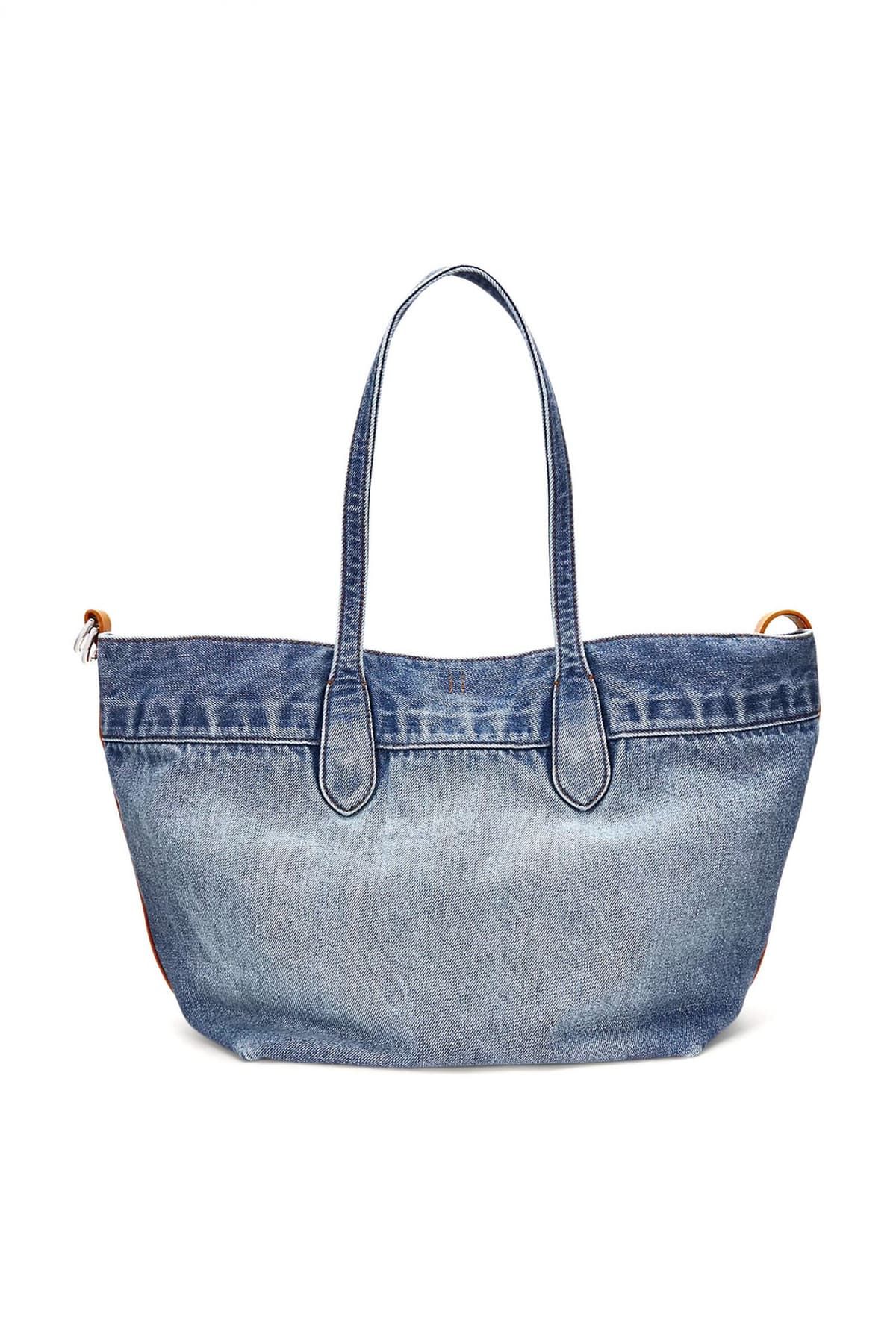 RALPH LAUREN ΤΣΑΝΤΑ ΩΜΟΥ DENIM ΔΕΡΜΑΤΙΝΕΣ ΛΕΠΤΟΜΕΡΕΙΕΣ ΦΕΡΜΟΥΑΡ LOGO ΜΠΛΕ-ΚΑΦΕ