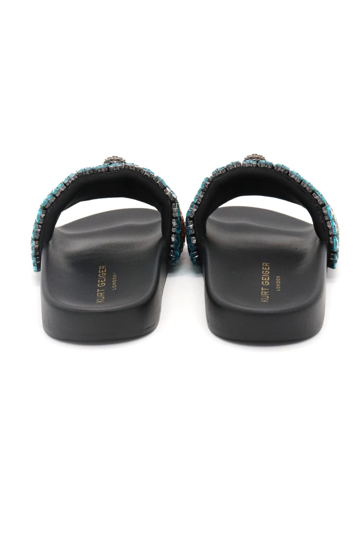 KURT GEIGER ΠΑΠΟΥΤΣΙΑ ΠΑΝΤΟΦΛΕΣ MEENA EAGLE JEWEL ΜΕΤΑΛΛΙΚΕΣ ΠΕΤΡΕΣ ΠΟΛΥΧΡΩΜΕΣ LOGO MAYΡΟ