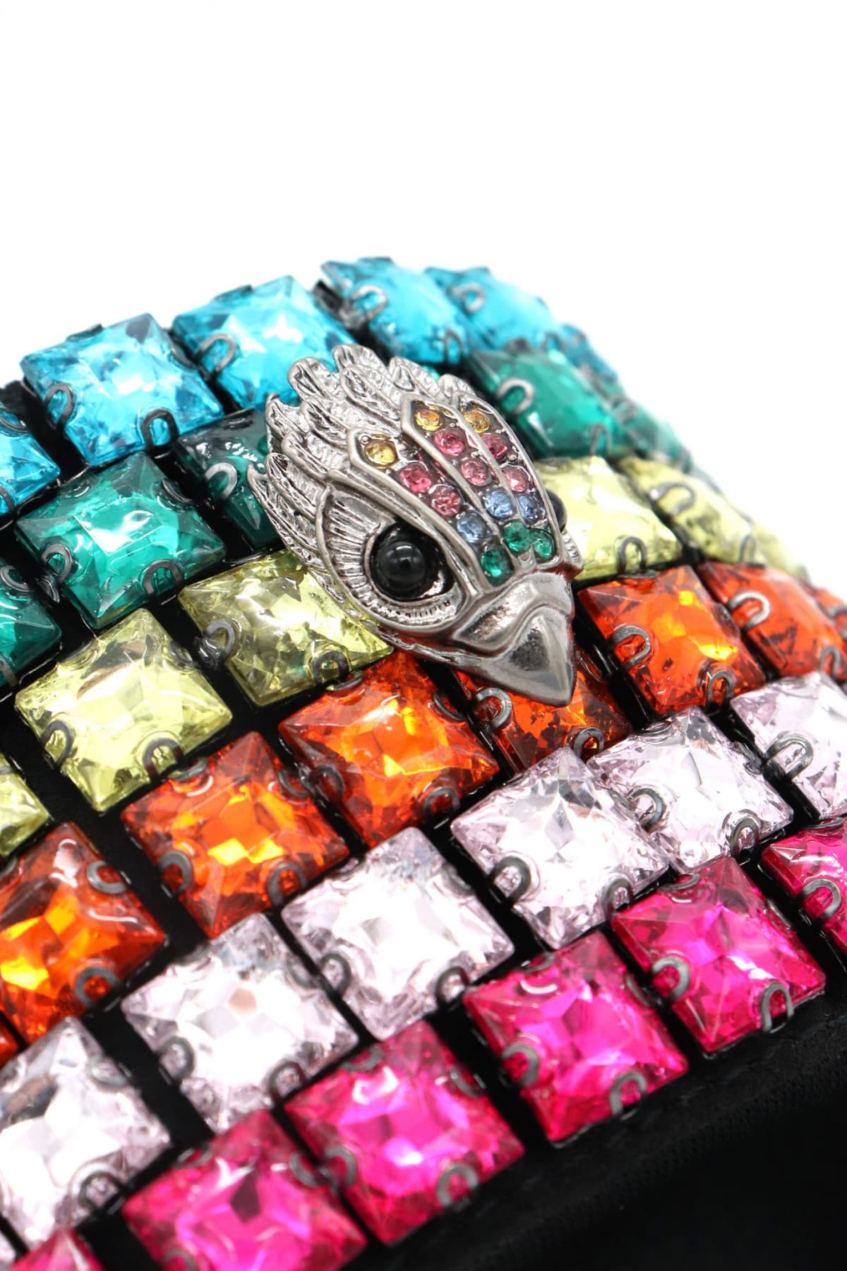 KURT GEIGER ΠΑΠΟΥΤΣΙΑ ΠΑΝΤΟΦΛΕΣ MEENA EAGLE JEWEL ΜΕΤΑΛΛΙΚΕΣ ΠΕΤΡΕΣ ΠΟΛΥΧΡΩΜΕΣ LOGO MAYΡΟ