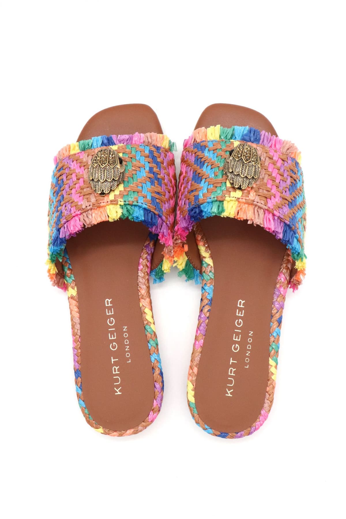 KURT GEIGER ΠΑΠΟΥΤΣΙΑ ΠΑΝΤΟΦΛΕΣ KENSINGTON FLAT SANDAL LOGO ΠΟΛΥΧΡΩΜΟ