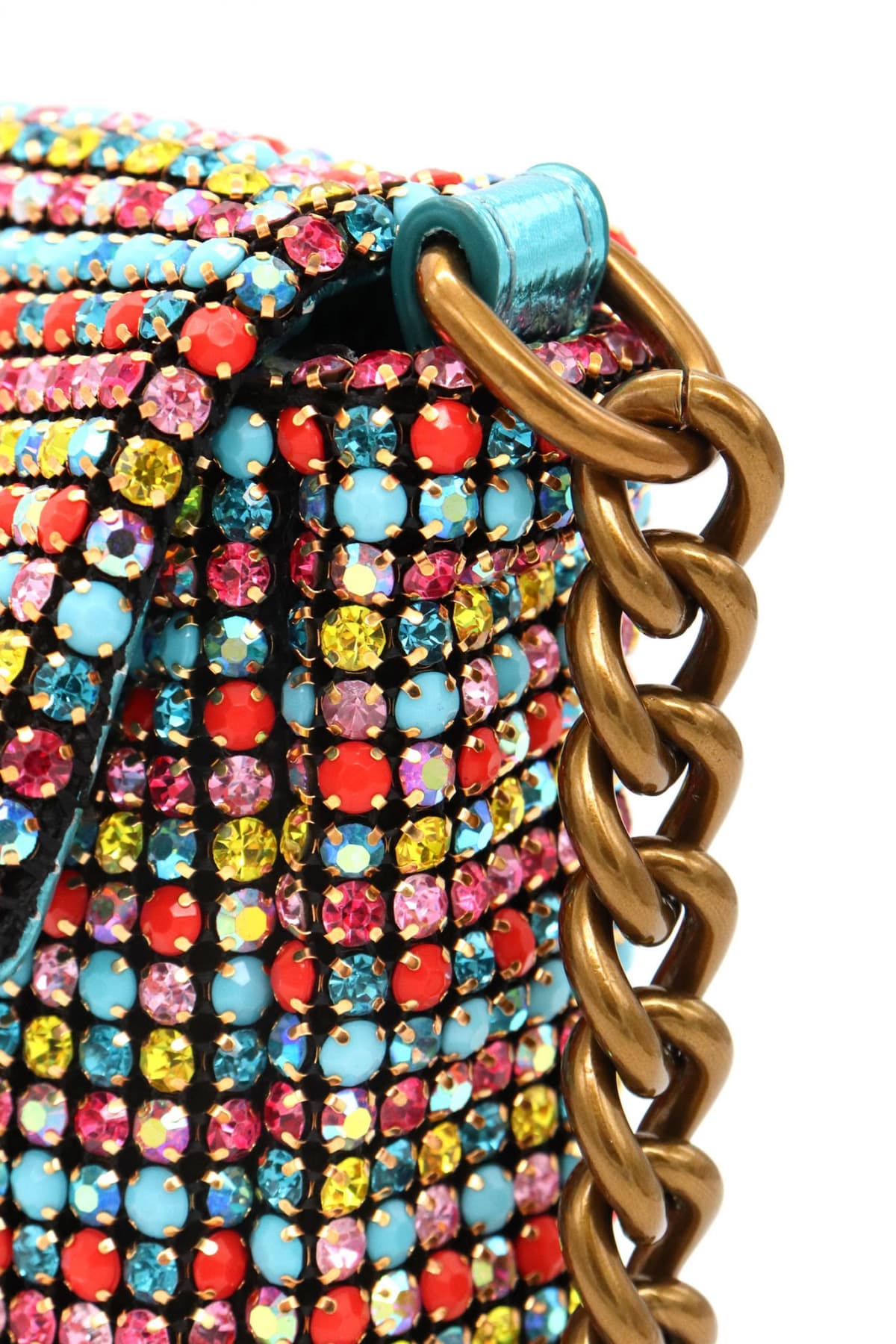 KURT GEIGER ΤΣΑΝΤΑΚΙ ΩΜΟΥ SM PARTY SHOULDER BAG AΛΥΣΙΔΑ ΜΕΤΑΛΛΙΚΑ ΣΤΡΑΣ LOGO ΠΟΛΥΧΡΩΜΟ