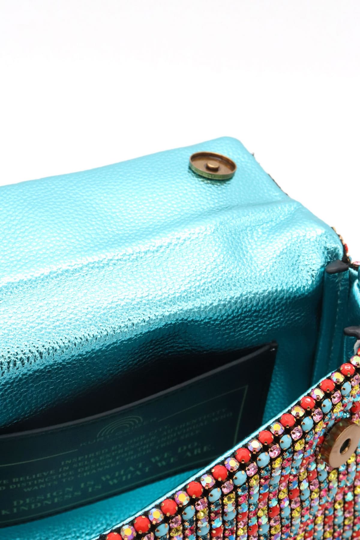 KURT GEIGER ΤΣΑΝΤΑΚΙ ΩΜΟΥ SM PARTY SHOULDER BAG AΛΥΣΙΔΑ ΜΕΤΑΛΛΙΚΑ ΣΤΡΑΣ LOGO ΠΟΛΥΧΡΩΜΟ