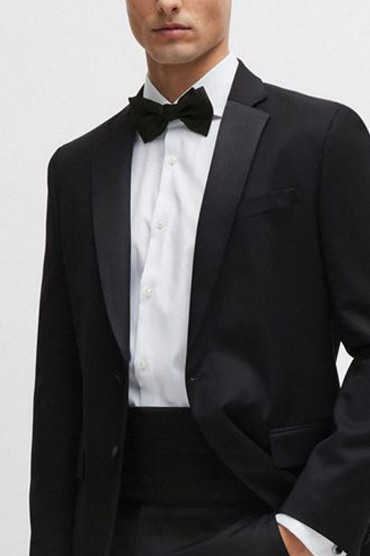 BOSS ΠΟΥΚΑΜΙΣΟ ΜΑΝΙΚΕΤΟΚΟΥΜΠΟ SLIM FIT STRETCH H-HANK-SPREAD-DC-214 ΛΕΥΚΟ