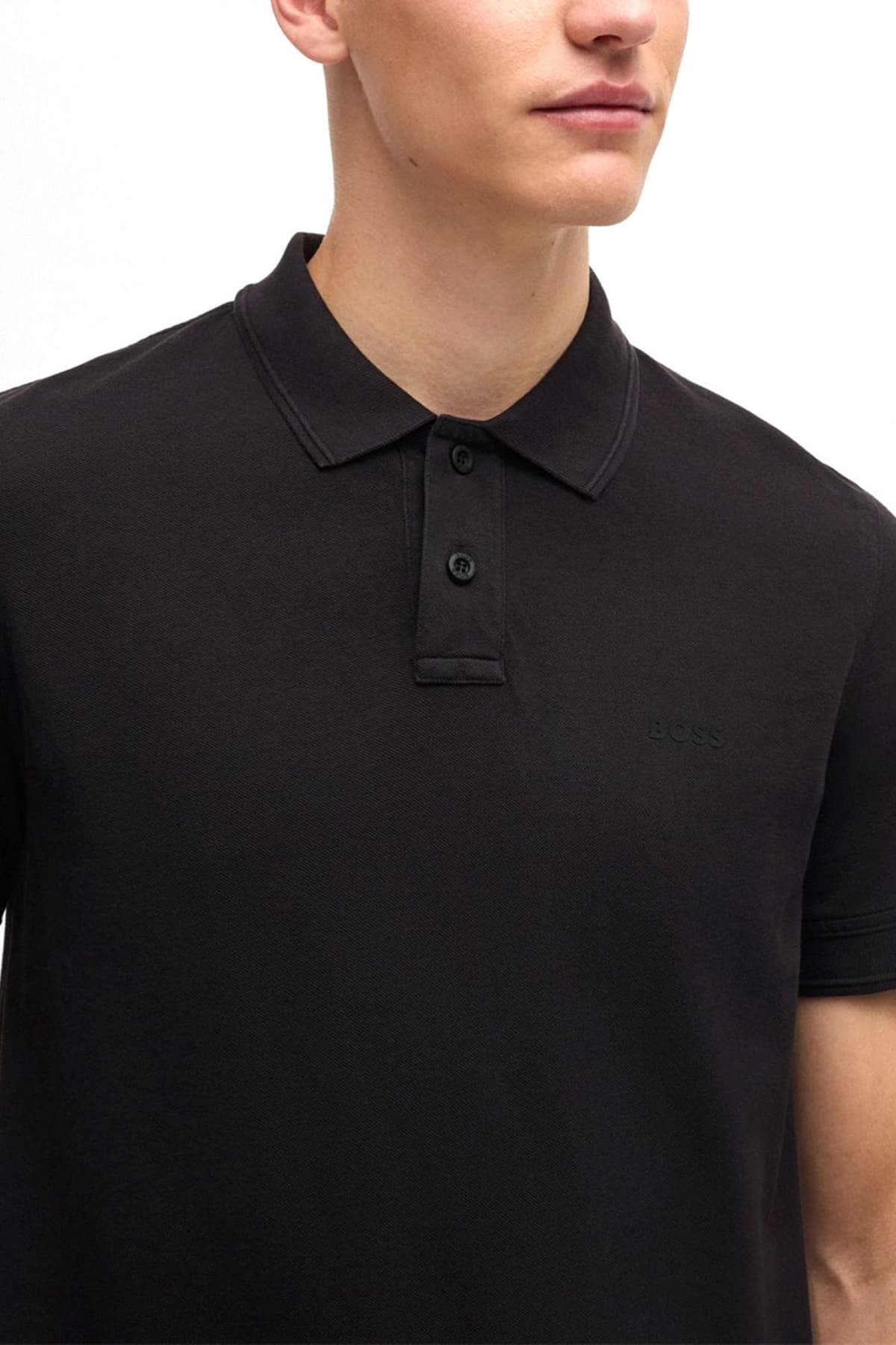 BOSS CASUAL POLO REGULAR FIT PRIME ΜΑΥΡΟ