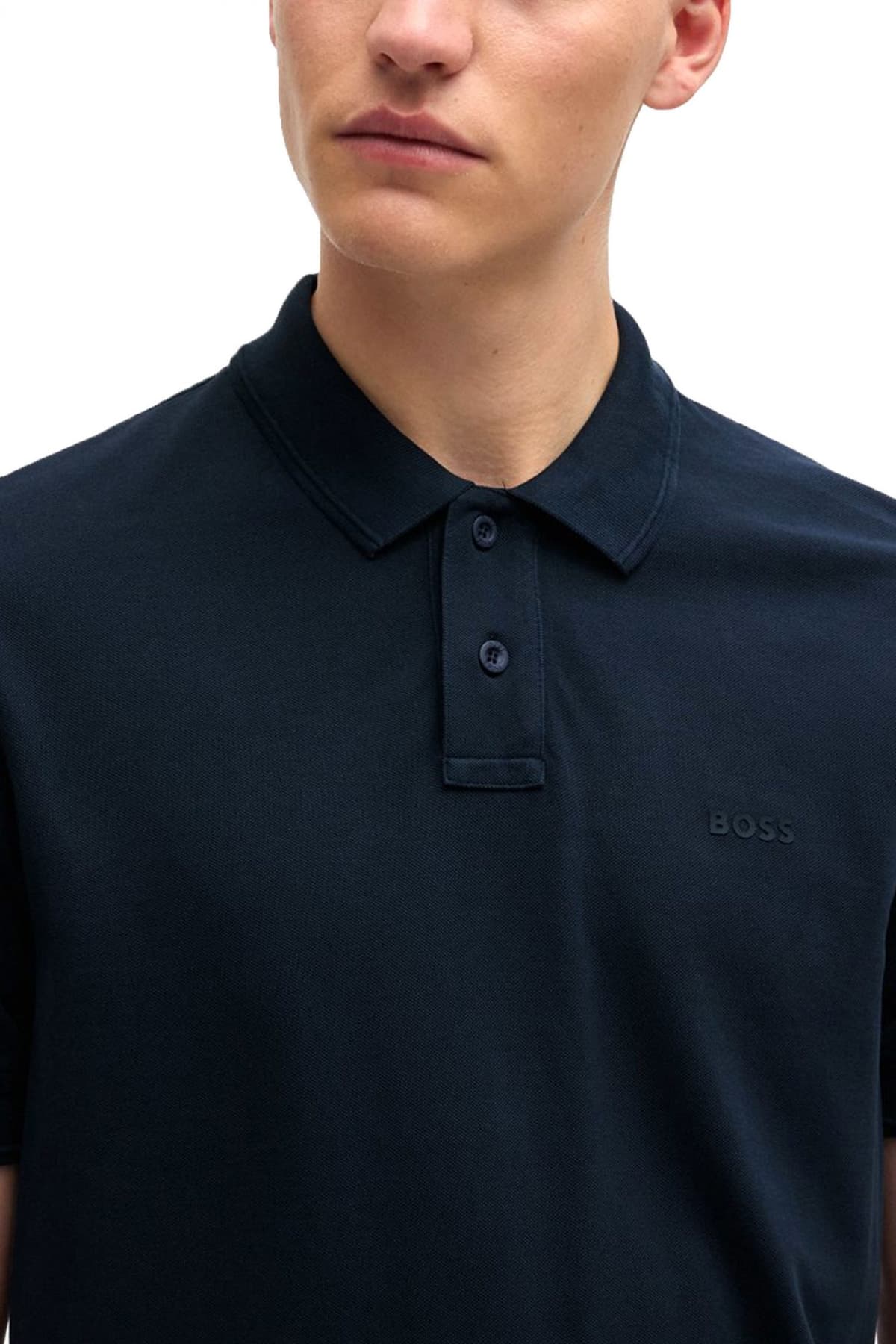 BOSS CASUAL POLO REGULAR FIT PRIME ΣΚΟΥΡΟ ΜΠΛΕ
