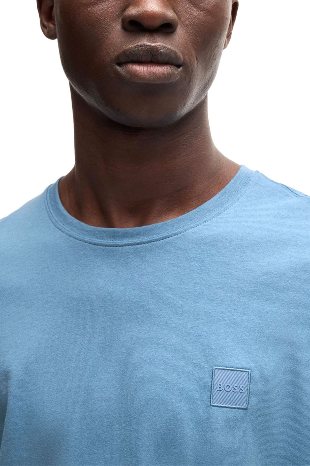 BOSS CASUAL T-SHIRT ΜΑΚΡΥΜΑΝΙΚΟ REGULAR FIT TACKS ΑΝΟΙΧΤΟ ΜΠΛΕ