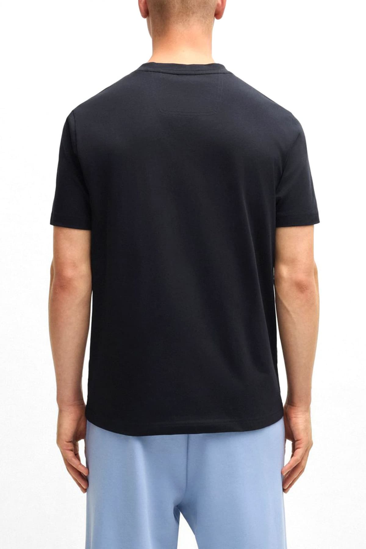 BOSS ATHLEISURE T-SHIRT REGULAR FIT TEE TAPE LOGO ΣΚΟΥΡΟ ΜΠΛΕ