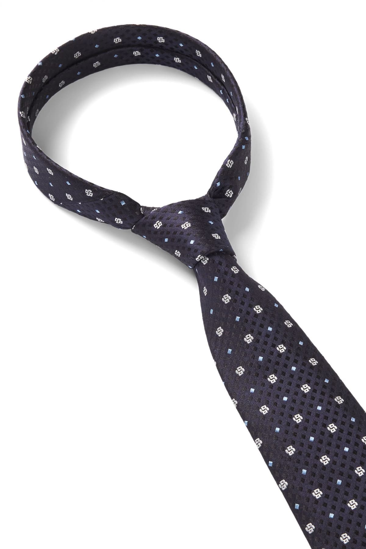 BOSS ΓΡΑΒΑΤΑ H-TIE 7.5 CM-222 ΜΙΚΡΟΣΧΕΔΙΟ ΣΚΟΥΡΟ ΜΠΛΕ